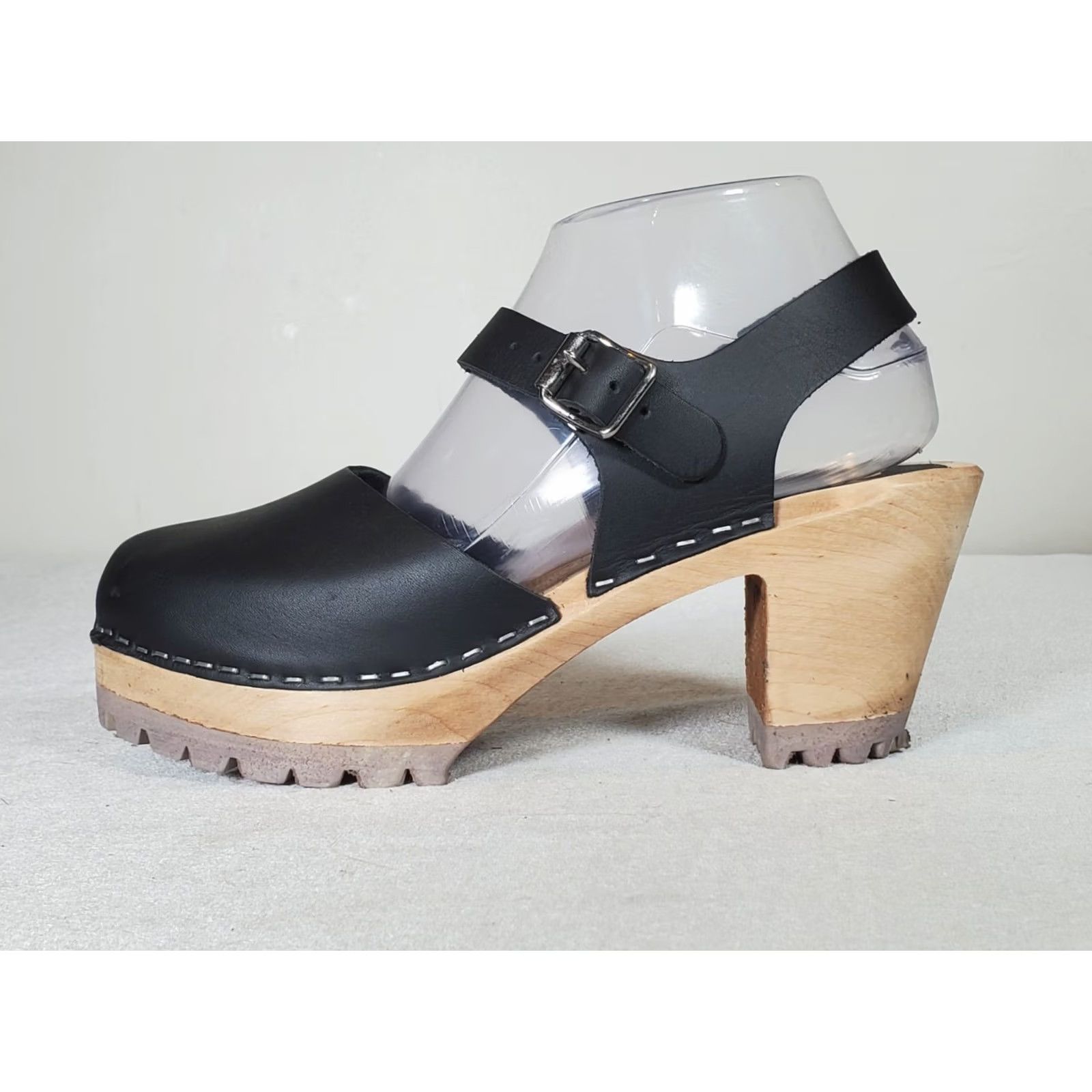 Vintage VINTAGE MIA ABBA Clogs Black Leather 3" Block Heel Sandals Ankle Strap Women's US 8.5 Size US 9 / IT 39 - 5 Thumbnail