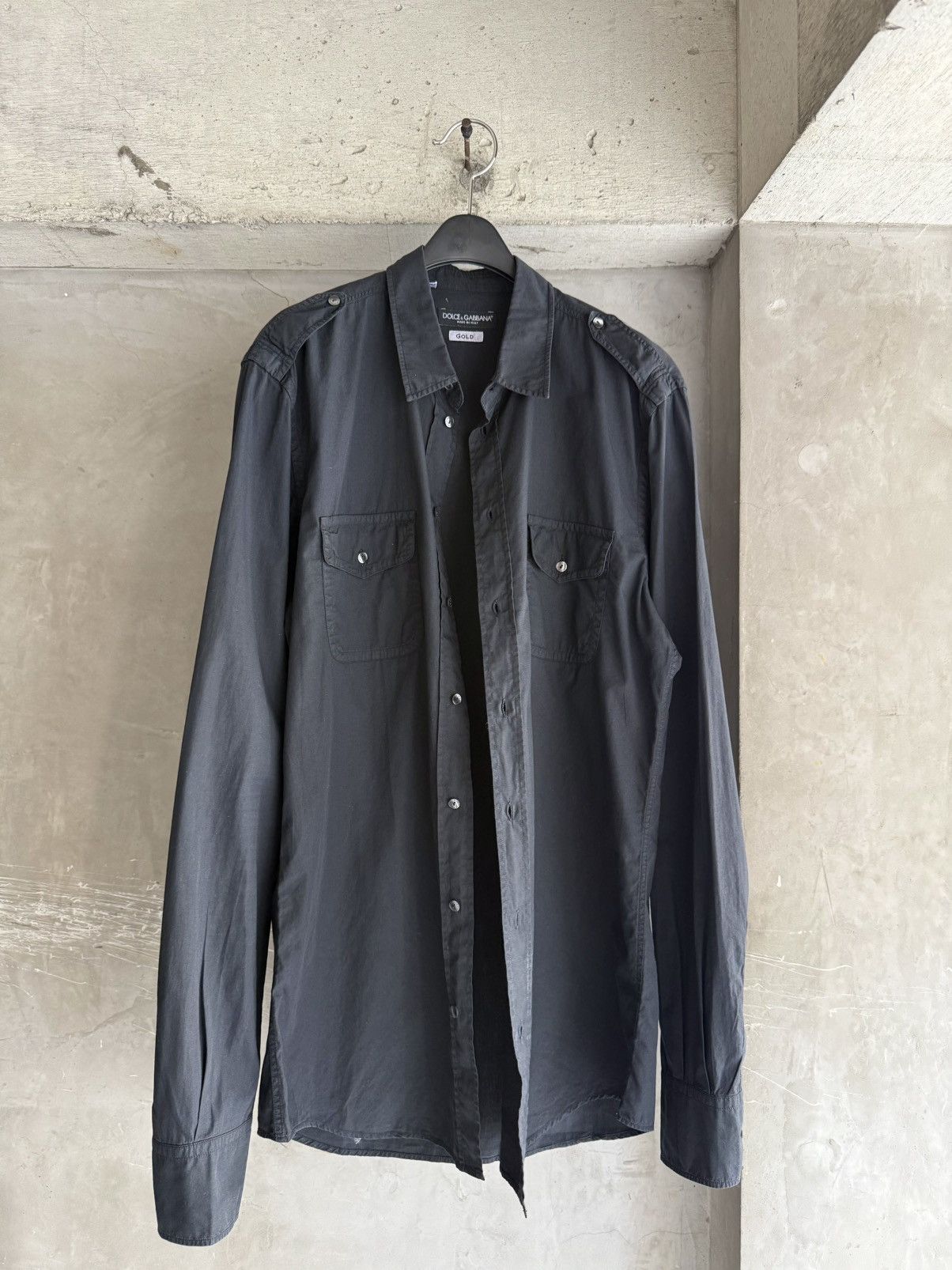 Dolce & Gabbana DOLCE&GABBANA Archive Oversized Black Military Shirt Size US M / EU 48-50 / 2 - 7 Thumbnail