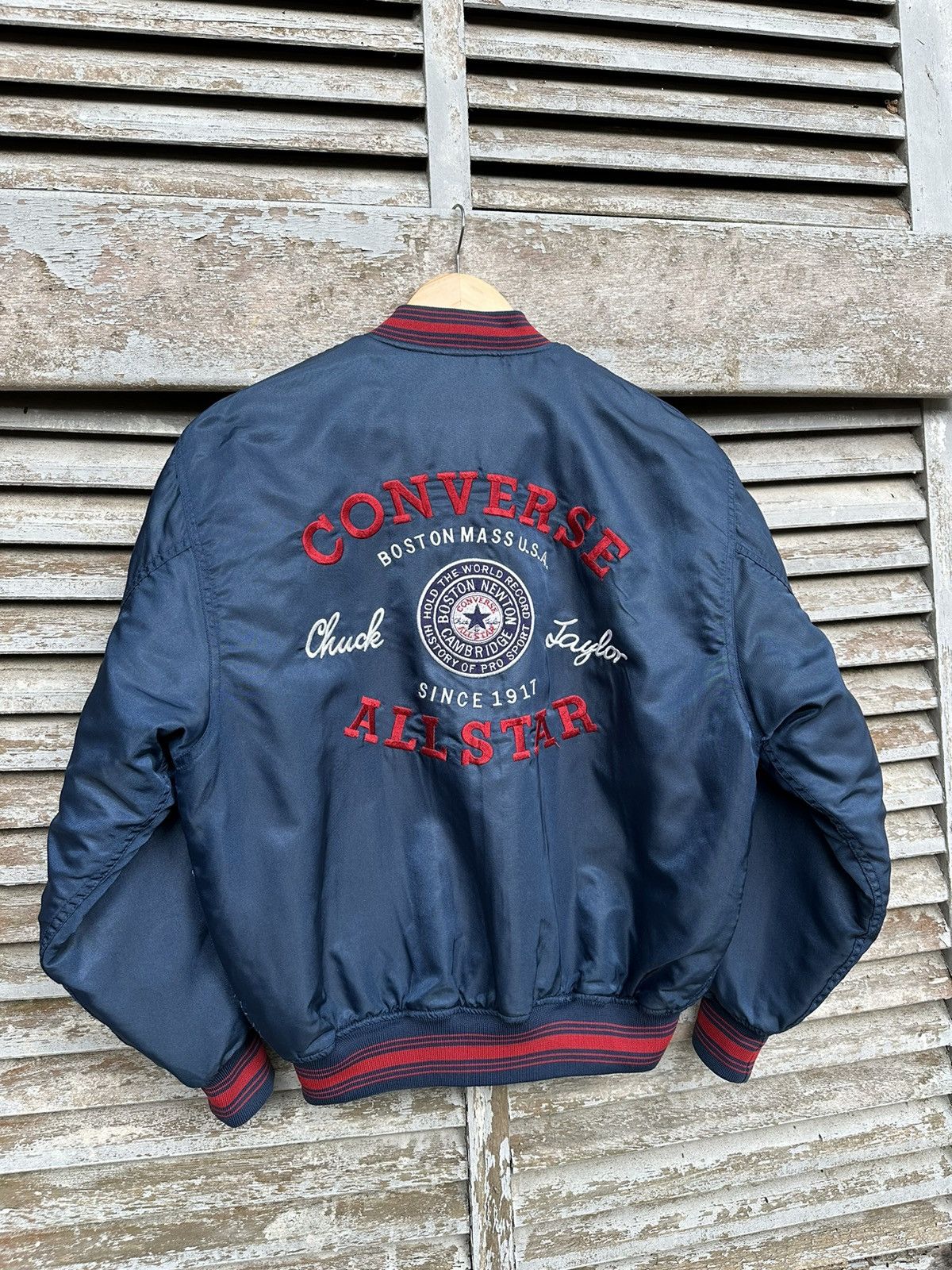 Converse 👹Vintage Converse Boston Mass Embroidery Logo Bomber Jacket Size US M / EU 48-50 / 2 - 3 Thumbnail