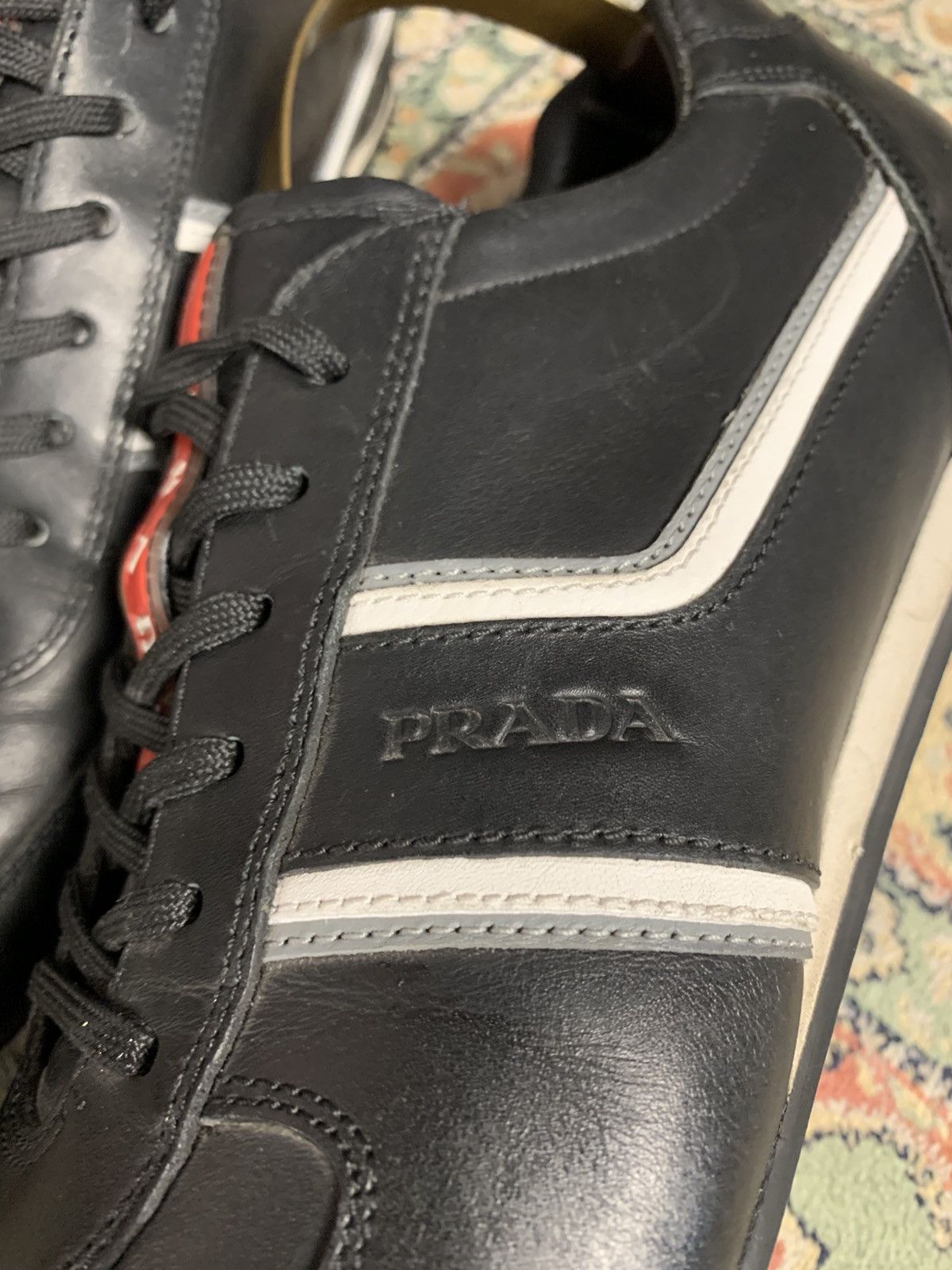 Prada Prada Snickers Auth Black Leather Luxury Size US 9.5 / EU 42-43 - 4 Thumbnail