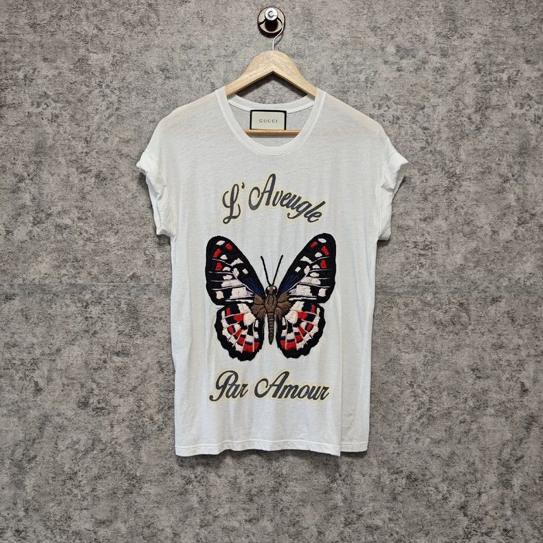 Gucci Gucci Embroidered butterfly short-sleeved T-shirt Size S / US 4 / IT 40 - 1 Thumbnail