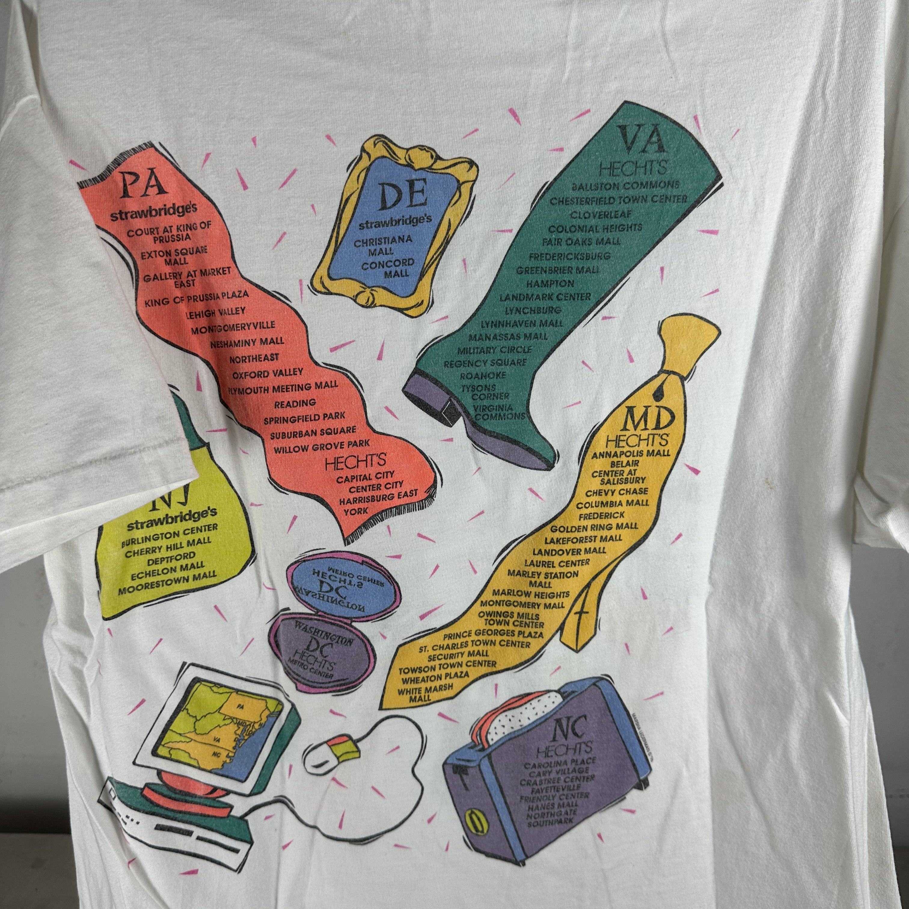Vintage 90s Strawbridge's & Hecht's Shopping Mall Artwork T-shirt Size US XL / EU 56 / 4 - 4 Thumbnail