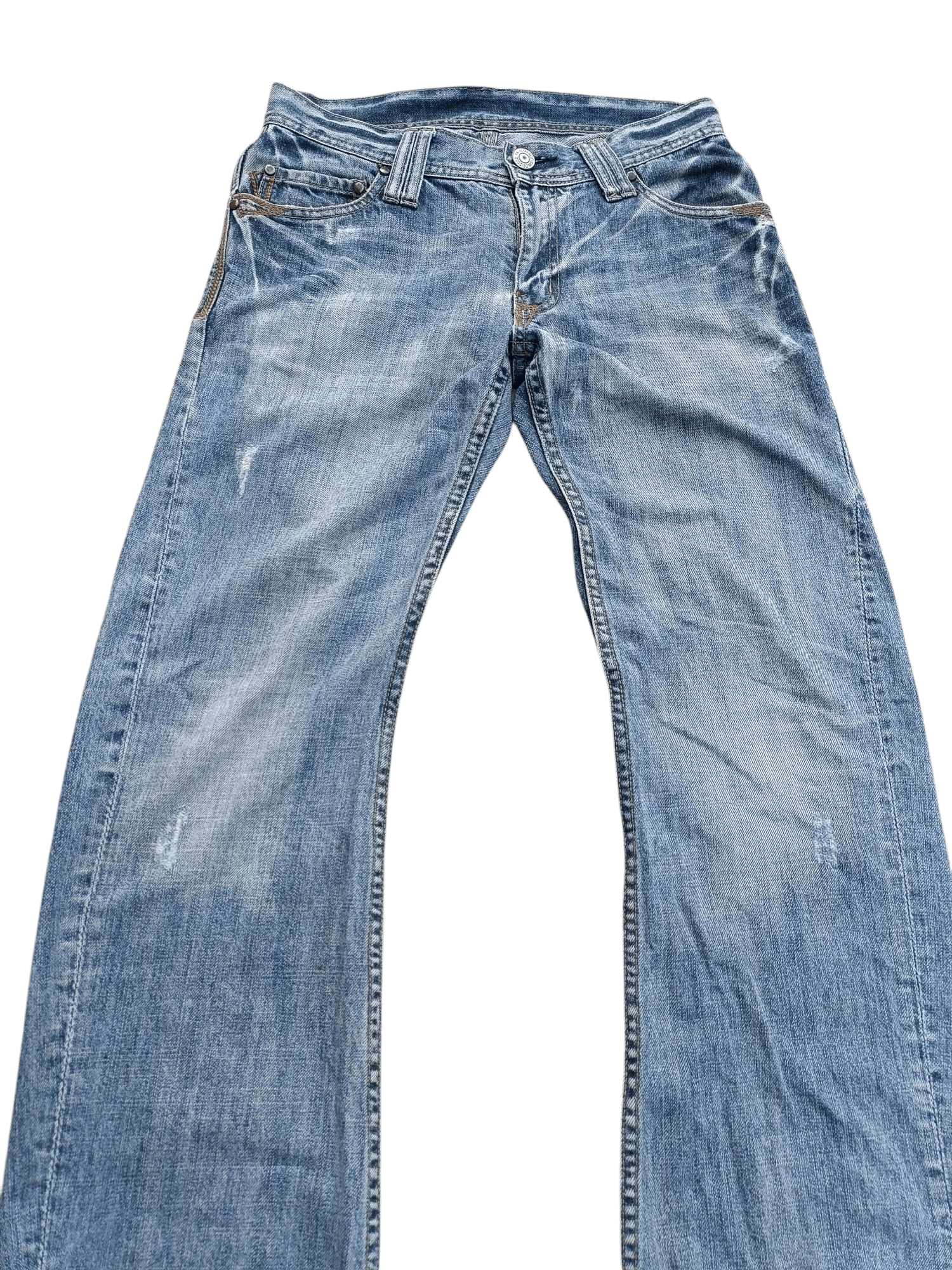 Japanese Brand Japanese TKMIXPICE Distressed Baggy Twisted Leg Denim E254 Size US 29 - 2 Thumbnail