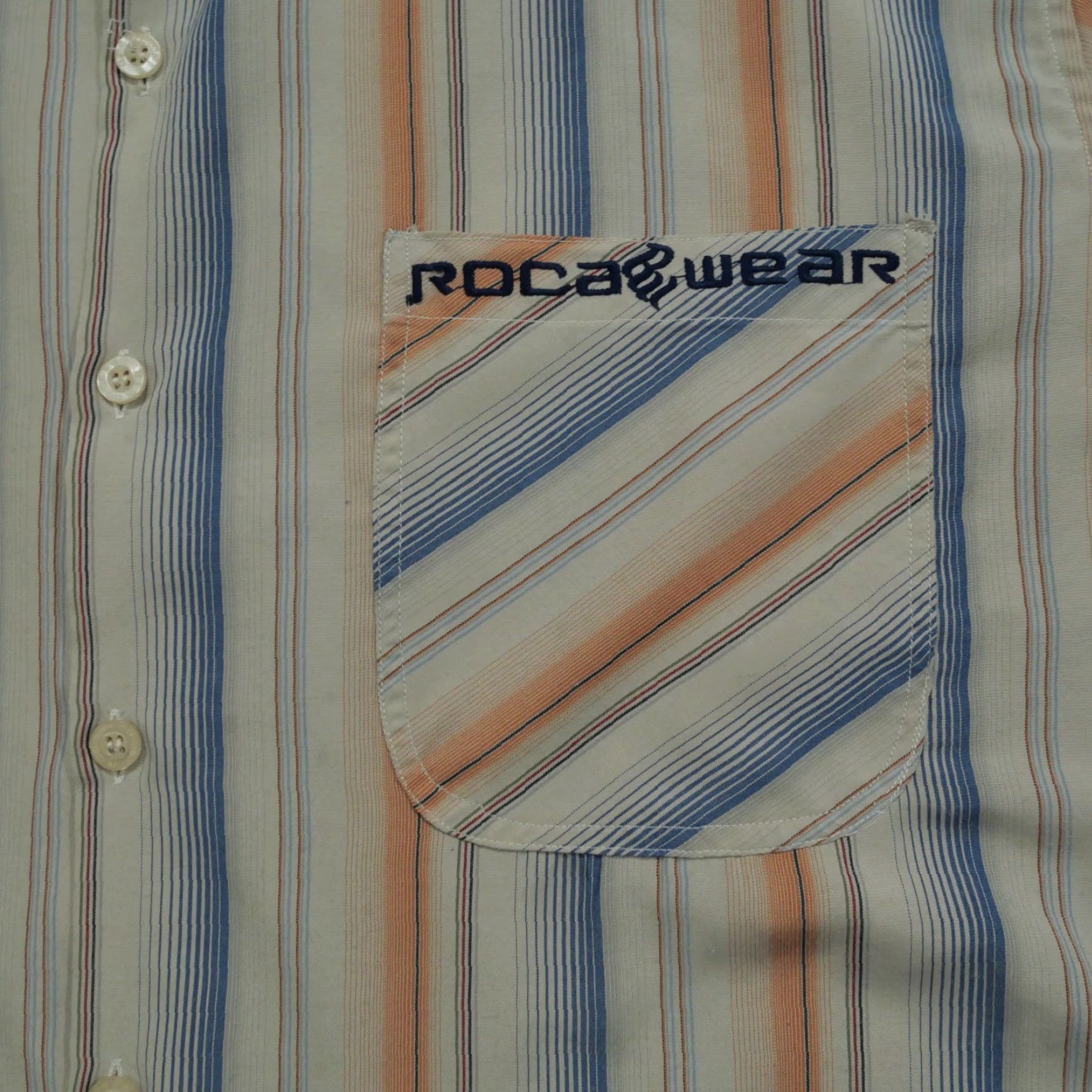 Rocawear VINTAGE Rocawear Shirt Mens 2XL Orange Blue Striped Button Up Long Sleeve Casual Classic Preppy Logo Size US XXL / EU 58 / 5 - 3 Thumbnail