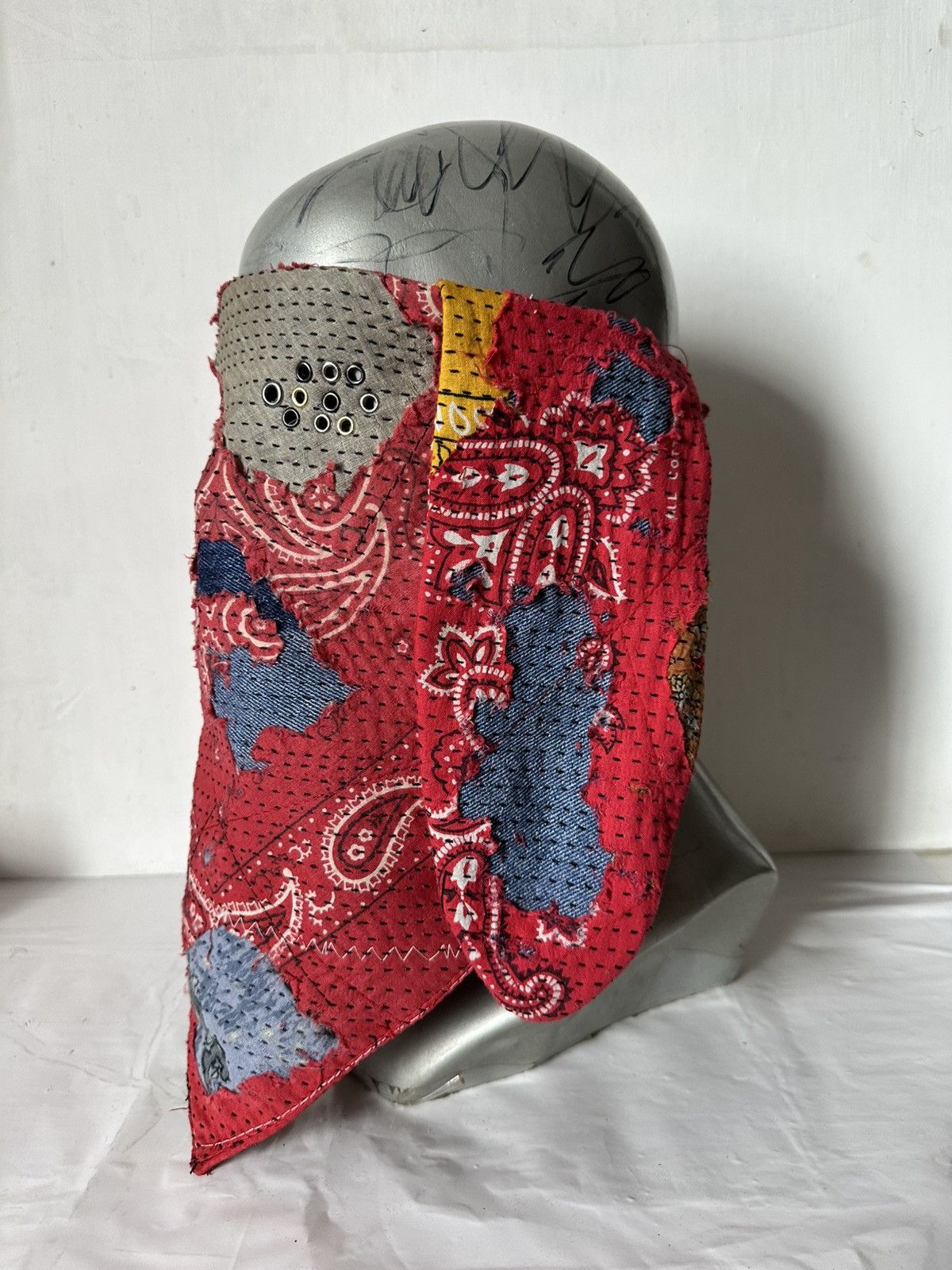 Handmade Custom Made Distressed Boro Paisley Masked Bandana Size ONE SIZE - 5 Thumbnail