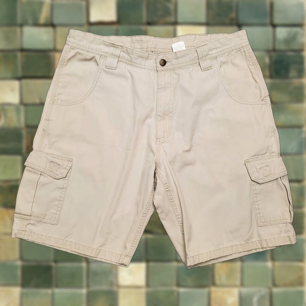 Vintage Key Shorts Mens 36 Beige Flat Front Zip Cargo Ripstop Canvas Outdoors Hike Size US 36 / EU 52 - 1 Thumbnail