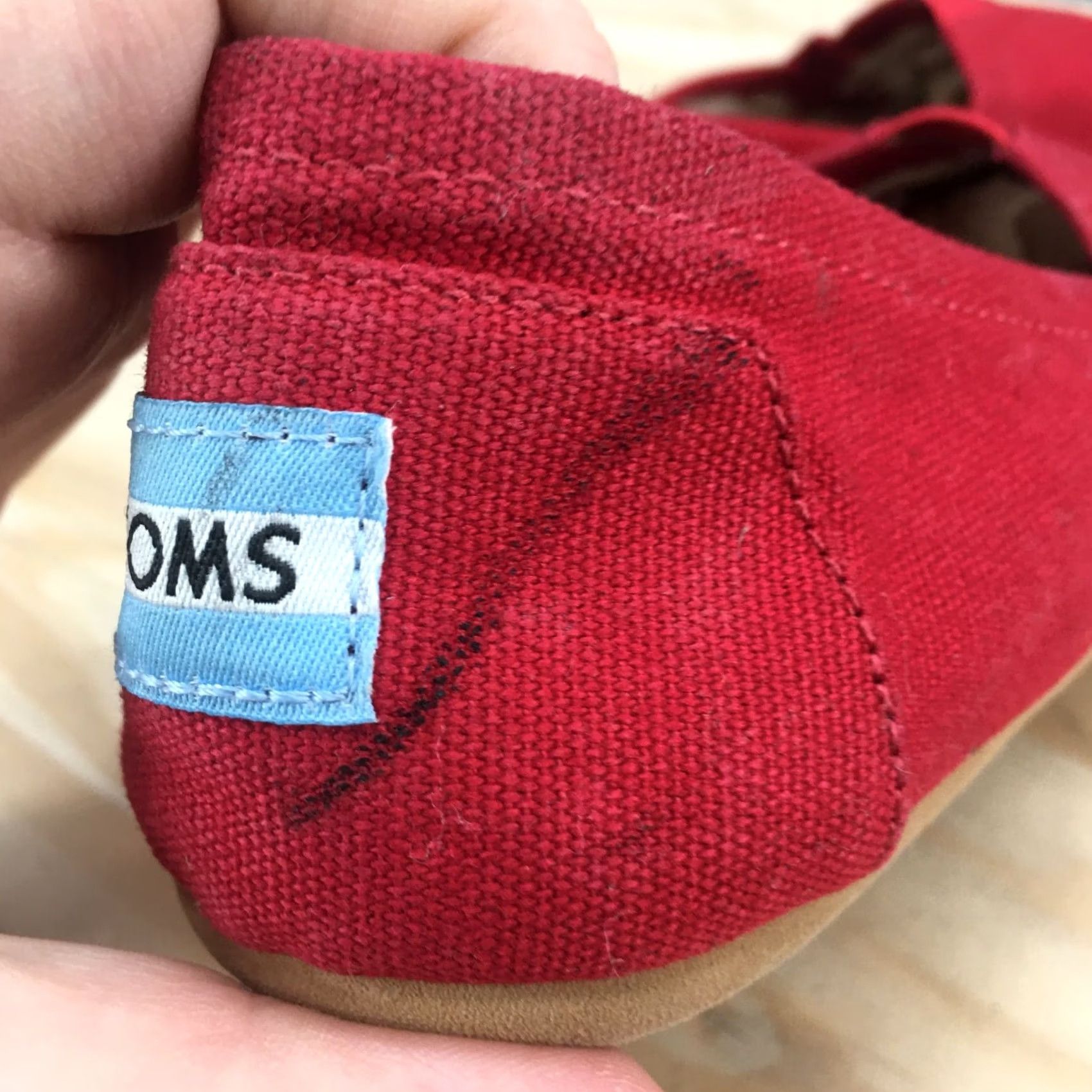 Toms TOMS Alpargata Slip-On Flats Womens 7.5 Red Canvas Casual Comfort Low Top Shoes Size M / US 6-8 / IT 42-44 - 5 Thumbnail