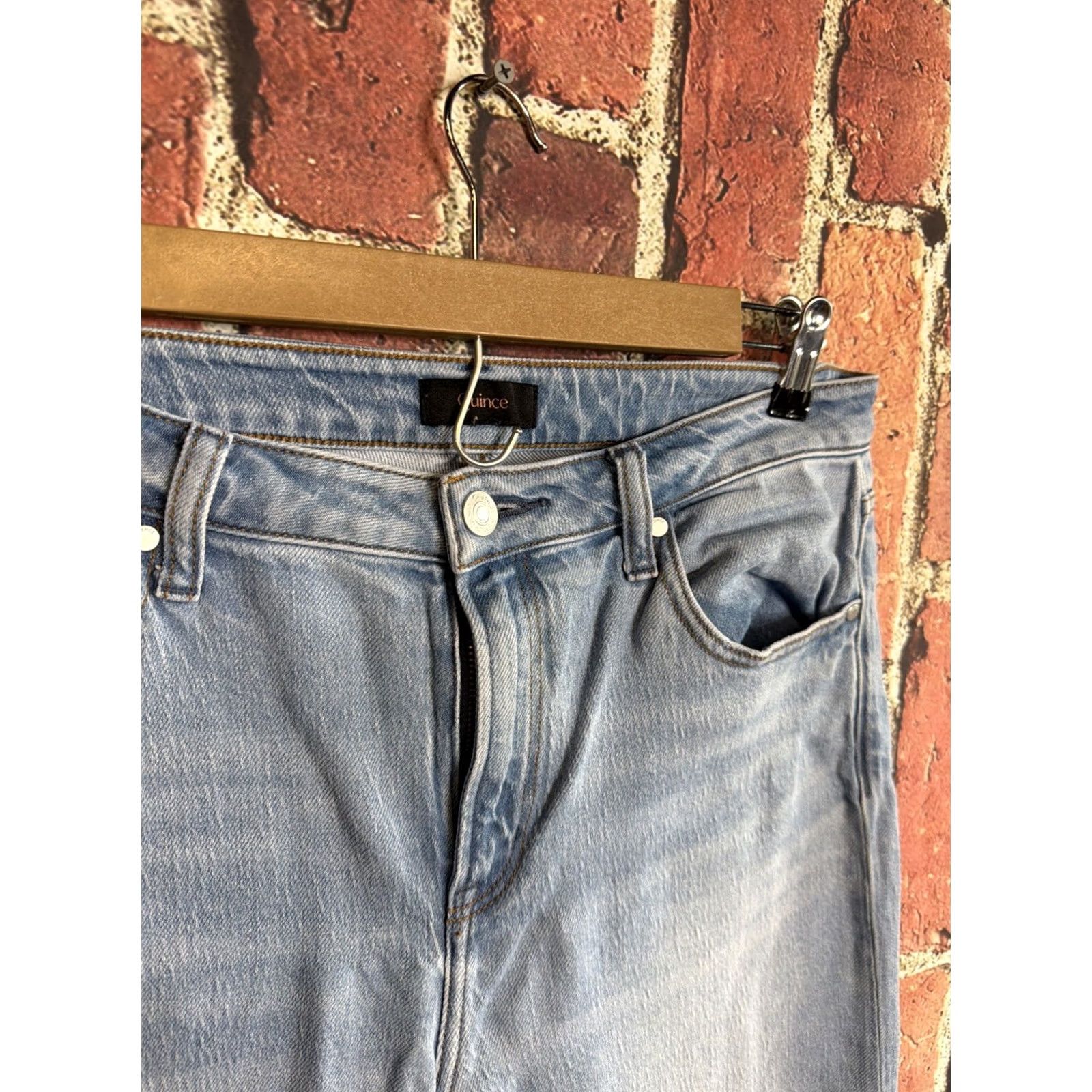 Quince Quince Jeans Womens 31 Blue High Rise Relaxed Straight Cotton Blend Denim 5-Pocket Stretch Size 24" / US 00 / IT 34 - 2 Thumbnail