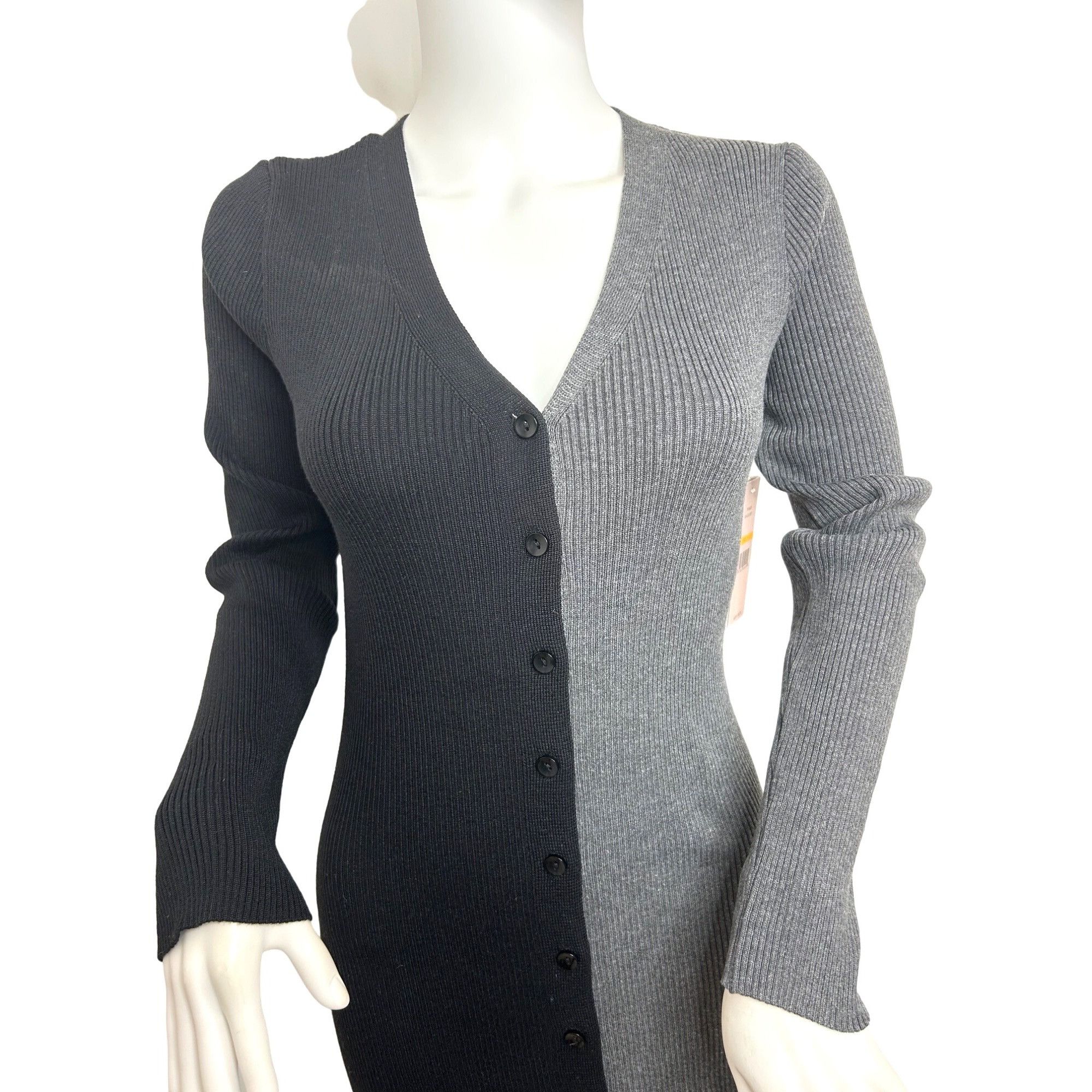 Nanette Lepore Nanette Lepore Sweater Dress S Black Grey Midi Ribbed Long S Size S / US 4 / IT 40 - 2 Thumbnail