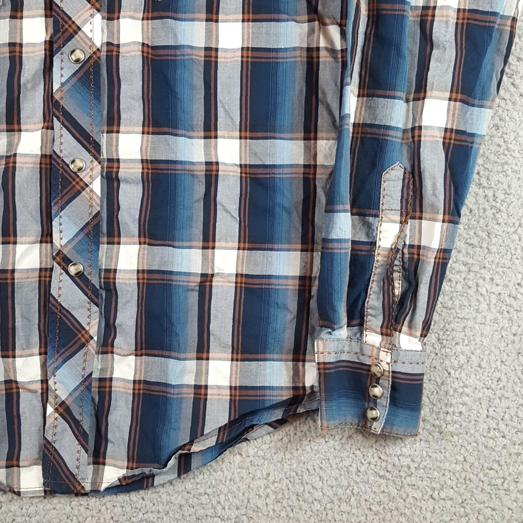 Wrangler VINTAGE Wrangler Western Button-Up Shirt Adult Large Blue Plaid Pearl Snap Cowboy WRANGLER 90s Workwear Mens Size US L / EU 52-54 / 3 - 3 Thumbnail