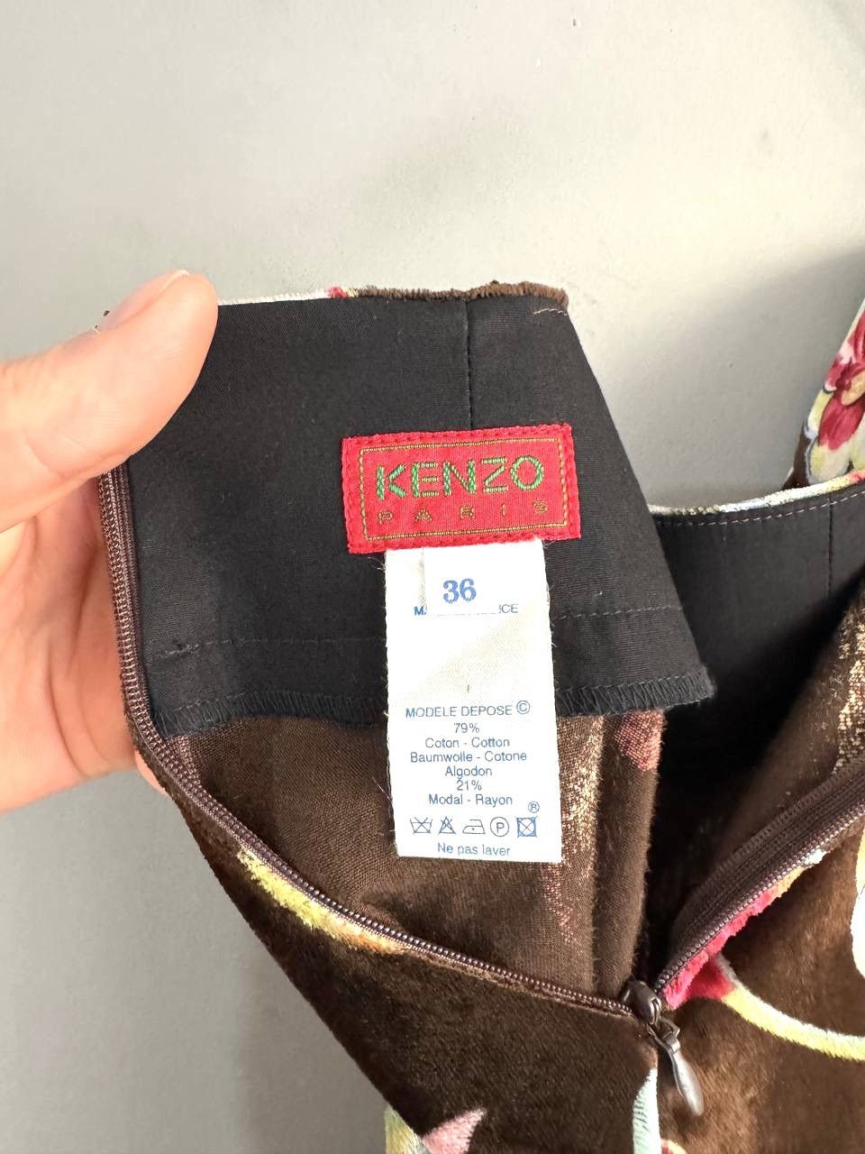 Kenzo Kenzo Paris Vintage 80s Brown Floral Velvet Skirt, Size 36/S Size 25" / US 0 / IT 36 - 12 Thumbnail