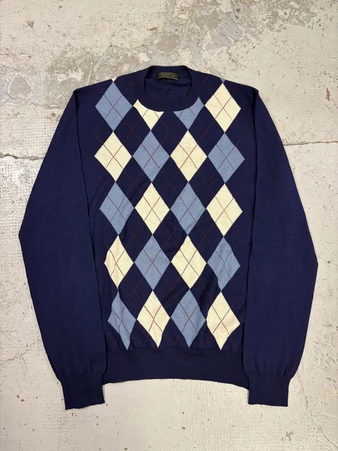 Prada FW2018 Prada Navy Argyle Wool Sweater Size US S / EU 44-46 / 1 - 1 Thumbnail