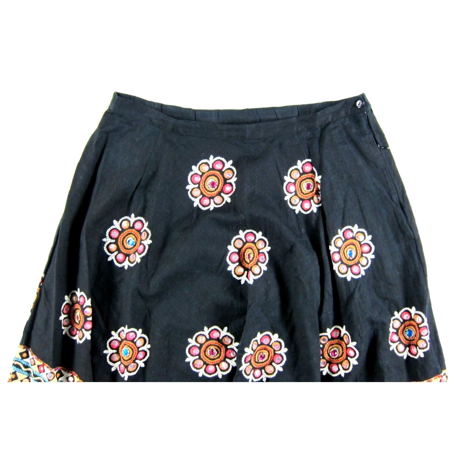 Pinko R-Q-T Black Pink Blue White 100% Cotton Beaded Long Maxi Skirt Woman Size 16 Size 38" / US 16 / IT 52 - 3 Thumbnail