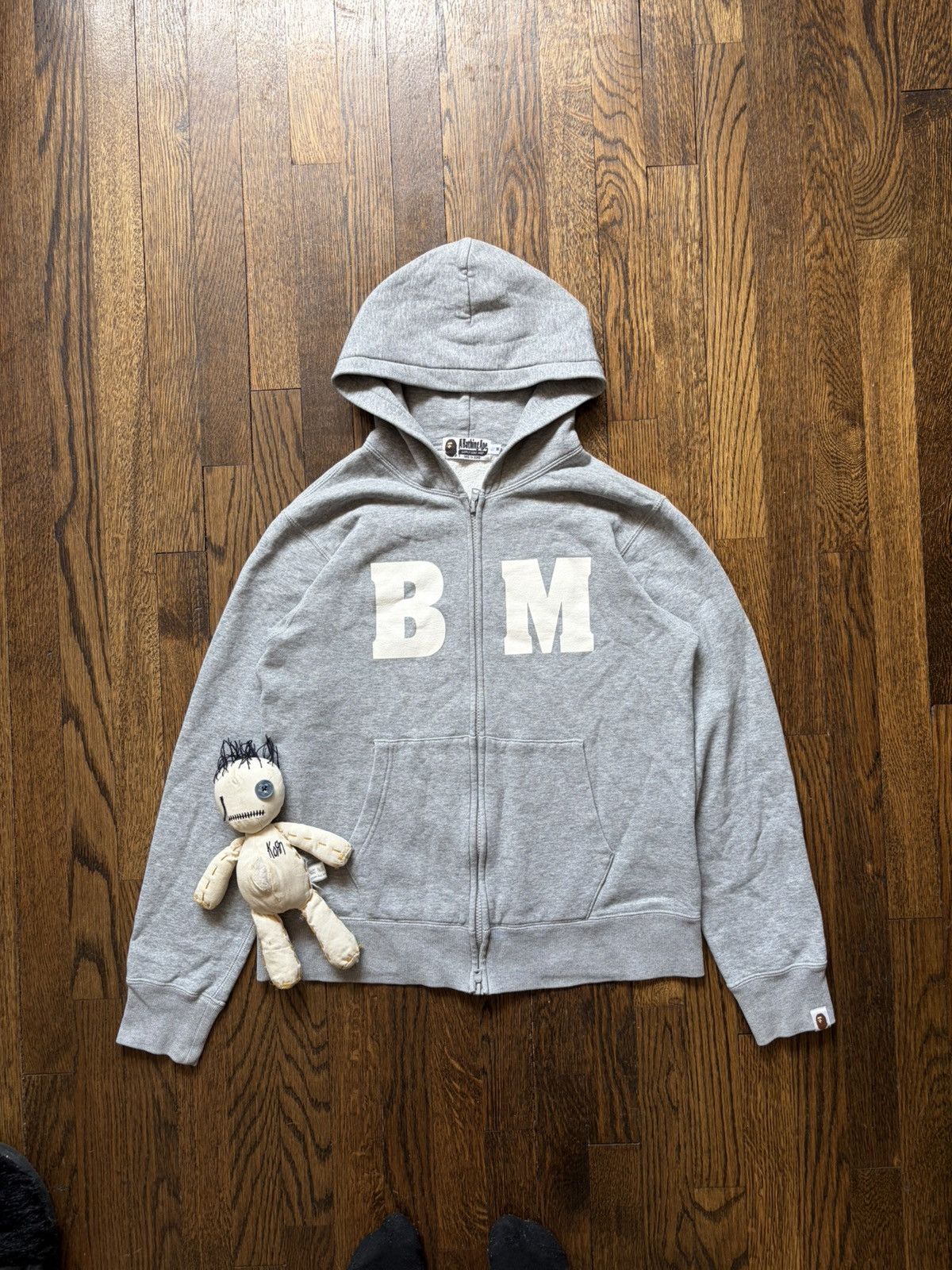 Bape Bape Grey Baby Milo Monogram Zip Up Hoodie | Grailed
