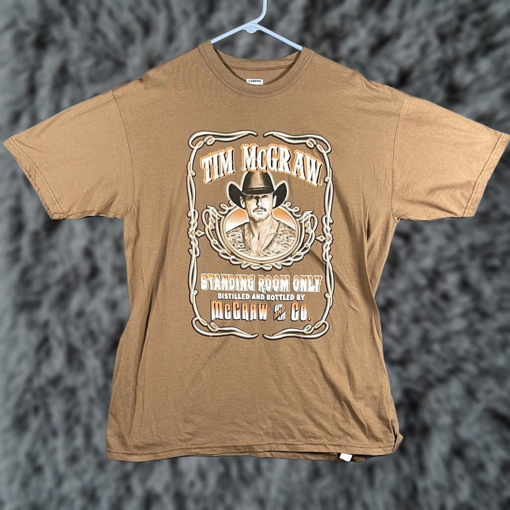 Soffe Soffe Tim McGraw Graphic Concert Shirt Mens XL Brown Standing Room Only 2024 Tour Tee Size US XL / EU 56 / 4 - 1 Thumbnail