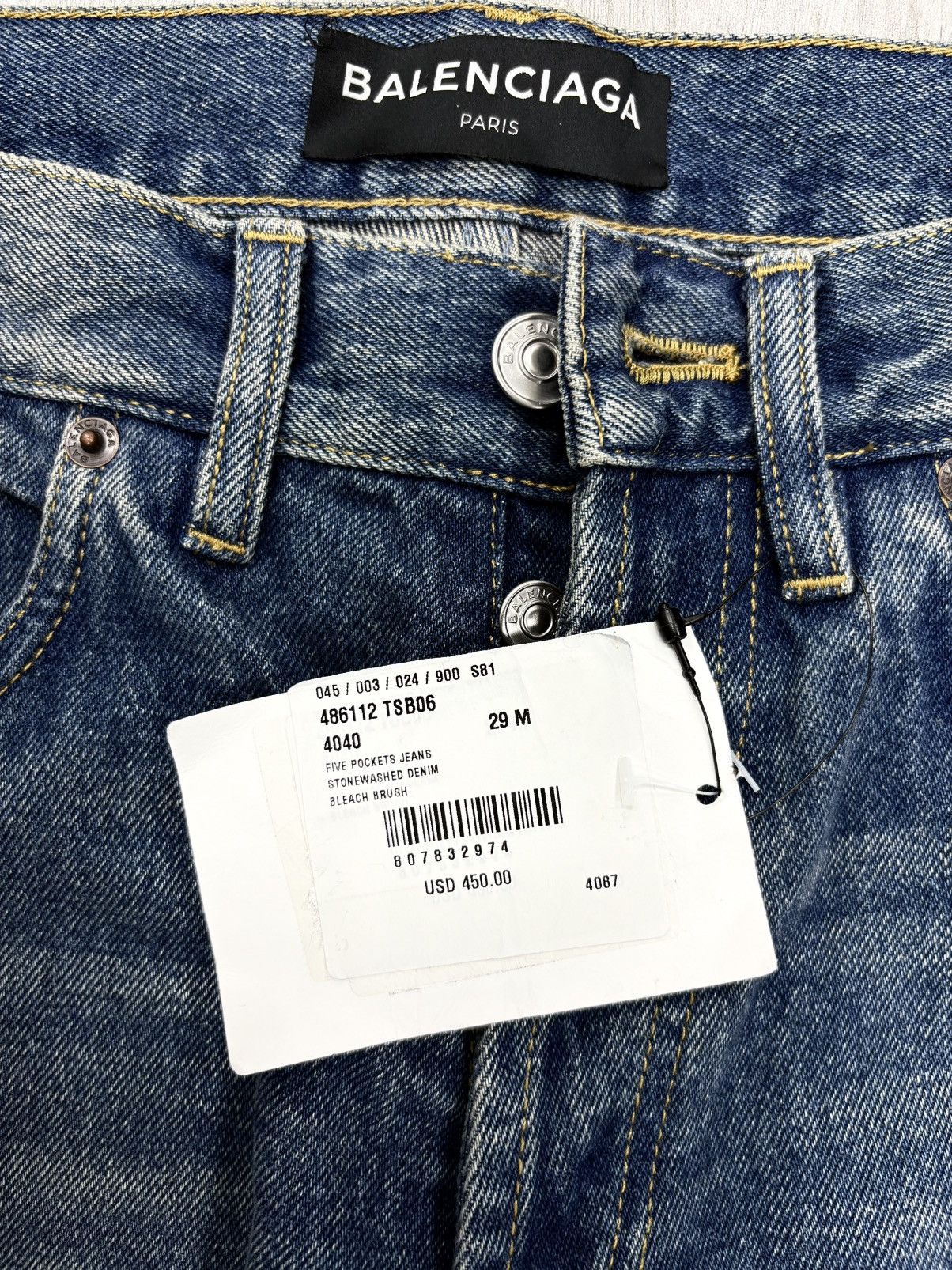 Balenciaga Balenciaga Stonewashed Bleach Brush Denim Jeans Size US 29 - 9 Thumbnail