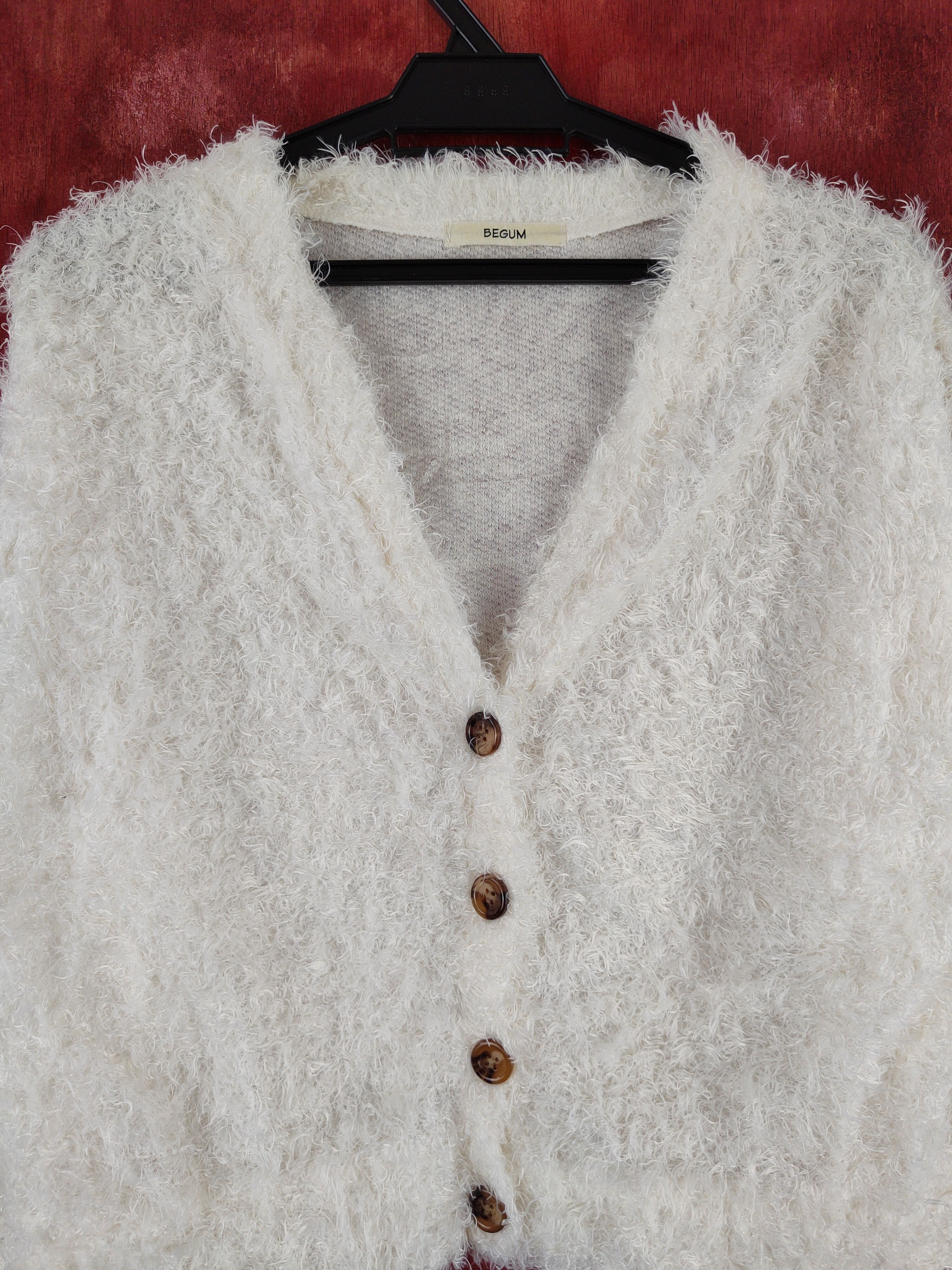 Homespun Knitwear × Japanese Brand Begum Ivory Shag Shaggy Fur Mohair Knitwear Cardigan #S2035 Size M / US 6-8 / IT 42-44 - 2 Thumbnail