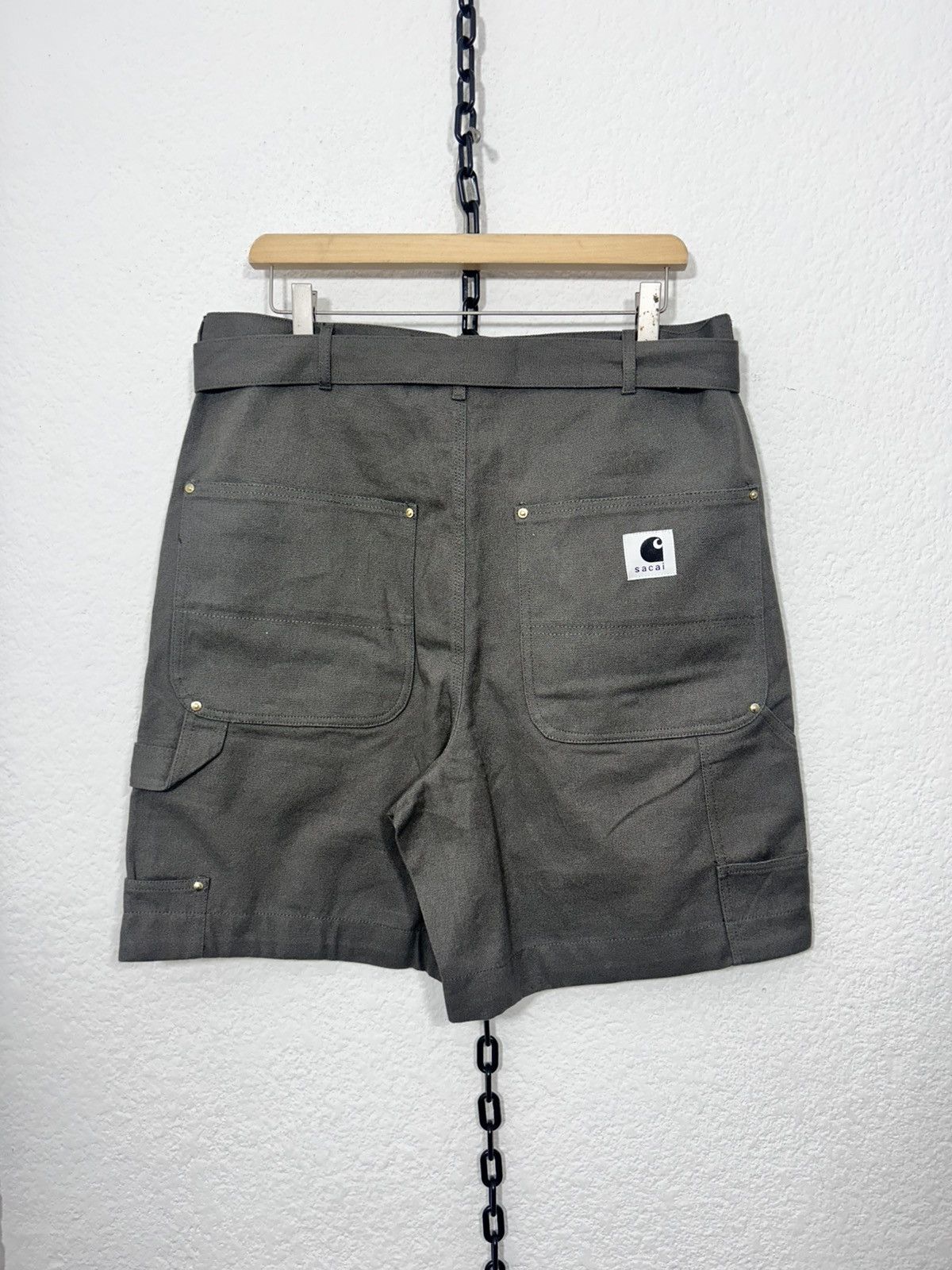 Carhartt × Sacai SACAI CARHARTT SHORT DOUBLE KNEE GRAY | Grailed
