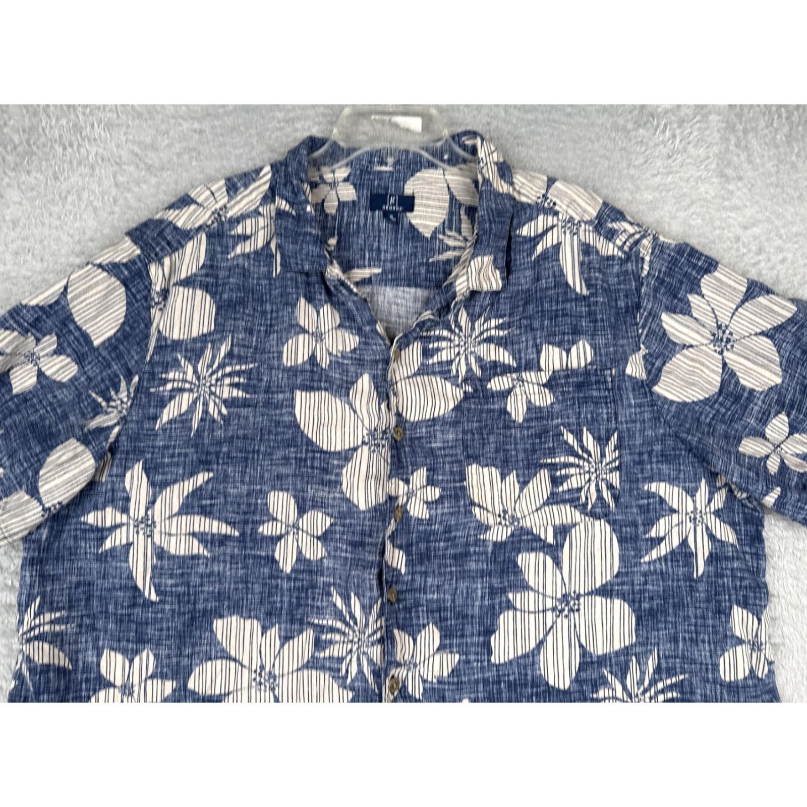 George George Shirt Mens 2XL Blue Short Sleeve Hawaiian Floral Button Up Tropical Size US XXL / EU 58 / 5 - 4 Thumbnail