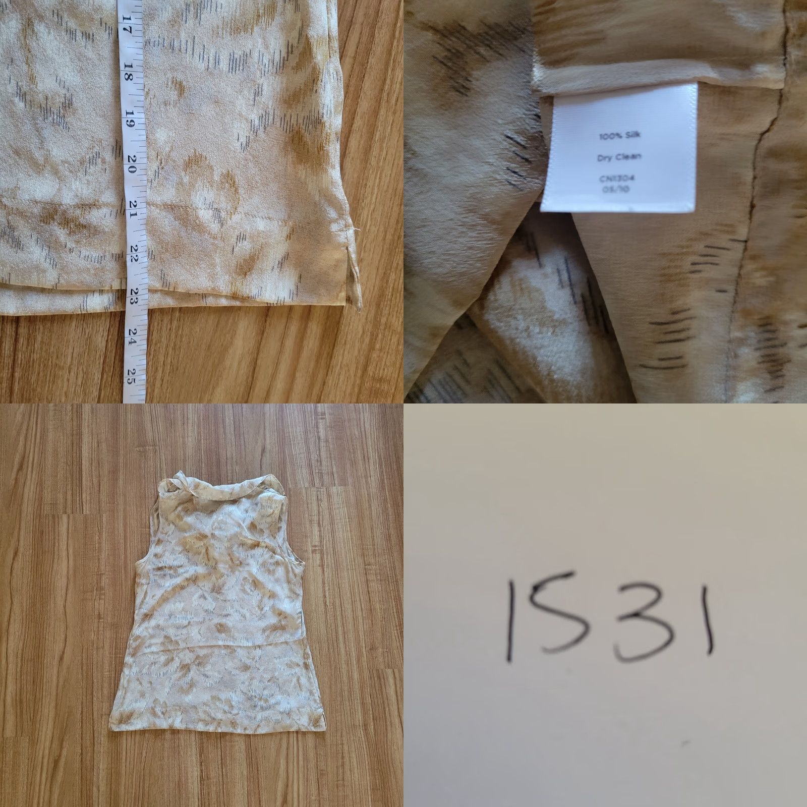 Talbots Talbots Top Shirt Womens 6 Petite Beige Silk Sleeveless V-Neck Ruffle Blouse Size M / US 6-8 / IT 42-44 - 8 Thumbnail