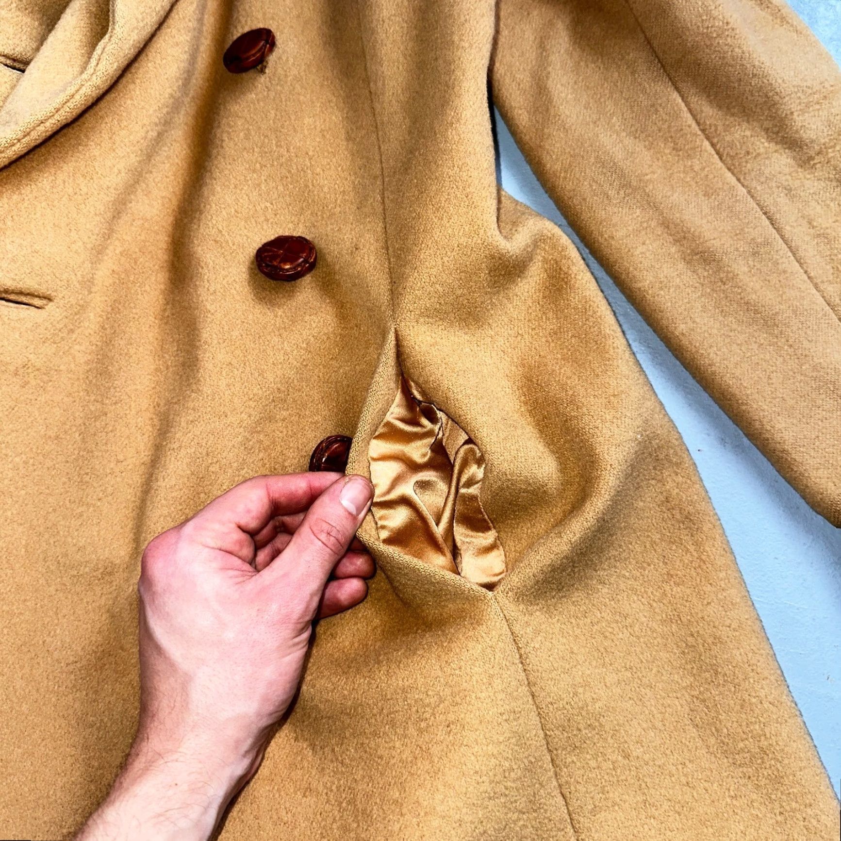 Vintage VINTAGE 1950s Taupe Brown Wool Swing Coat Rockabilly Belted Coat Women’s 50s Brown Wool Swing Coat Size S / US 4 / IT 40 - 7 Thumbnail