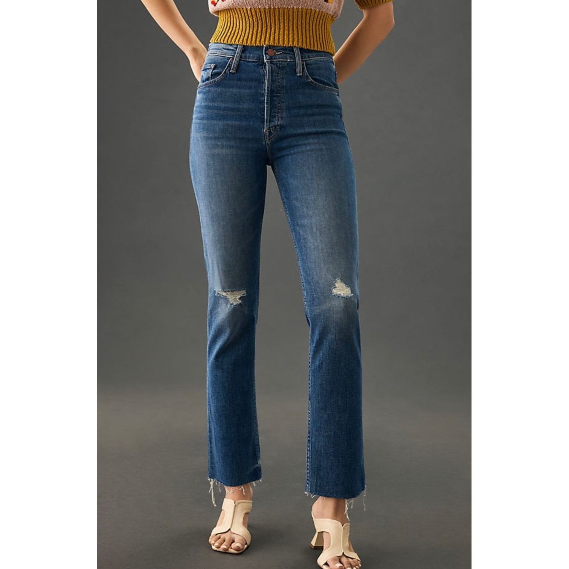MOTHER NWT MOTHER DENIM The Tomcat Ankle Fray high rise Jeans SZ28 Size 28" / US 6 / IT 42 - 1 Thumbnail
