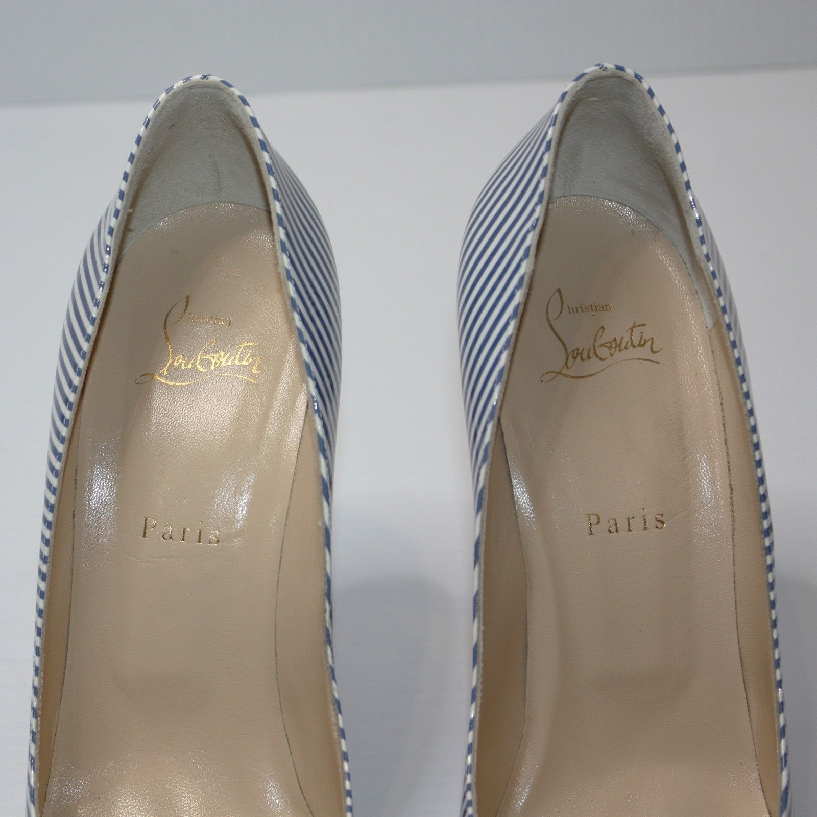 Christian Louboutin Pigalle Follies 100 Stripe Jean Pump Shoes in EU 41 / US 11 Size US 11 / IT 41 - 2 Thumbnail