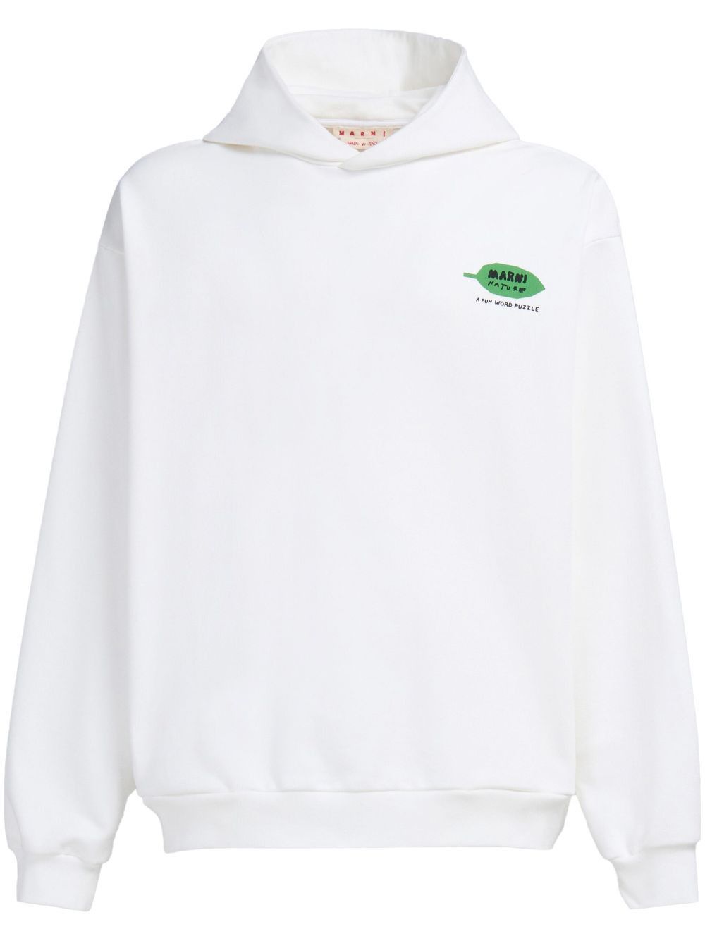 Marni o1w1db10125 Logo-Print Cotton Hoodie in White Size US L / EU 52-54 / 3 - 1 Thumbnail