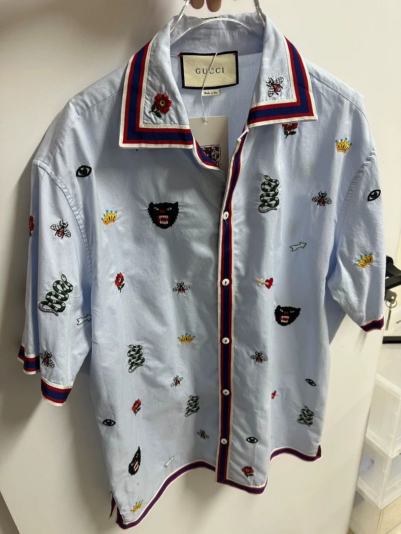 Gucci Gucci Embroidered short-sleeved shirt Size US M / EU 48-50 / 2 - 1 Thumbnail