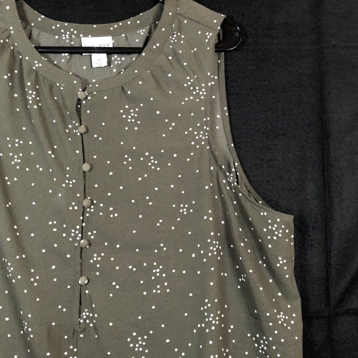 Vintage VINTAGE Ava & Viv Blouse Polka Dot Sleeveless 1X Green White Womens Casual Workwear Size XL / US 12-14 / IT 48-50 - 5 Thumbnail