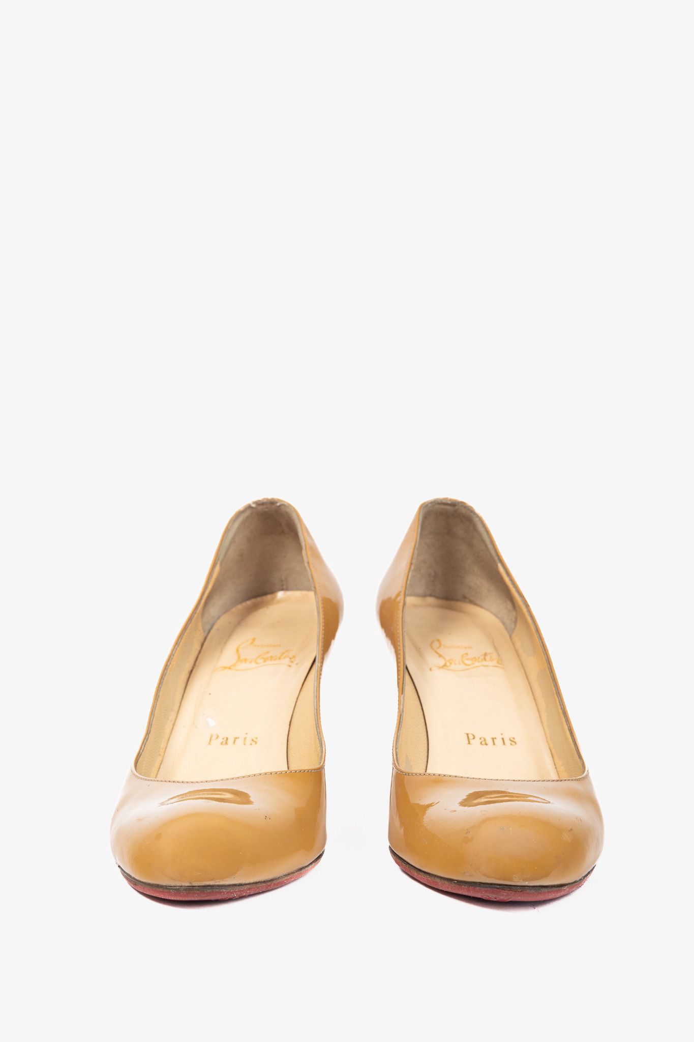 Christian Louboutin Christian Louboutin Simple 70 Camel Patent Leather Pumps Size US 5.5 / IT 35.5 - 2 Thumbnail