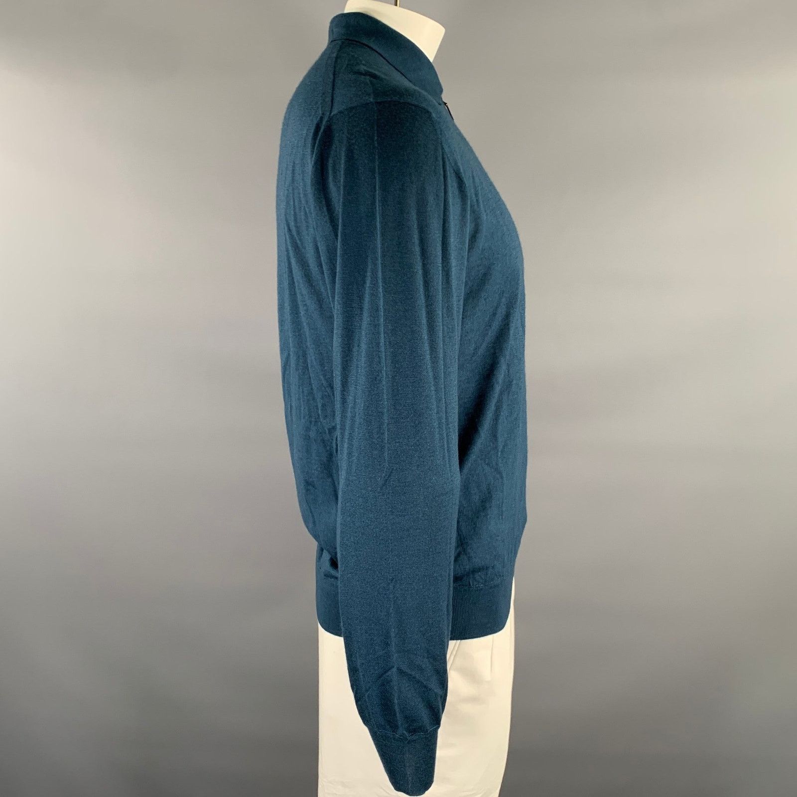 Brioni BRIONI XXL Blue Teal Cashmere Silk Quarter Zip Pullover Size US XL / EU 56 / 4 - 2 Thumbnail