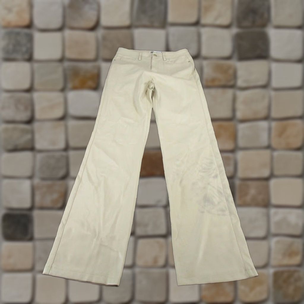 Zara ZARA Women's Dress Pants Size 4 Beige Faux Leather Straight Leg Size 27" / US 4 / IT 40 - 1 Thumbnail