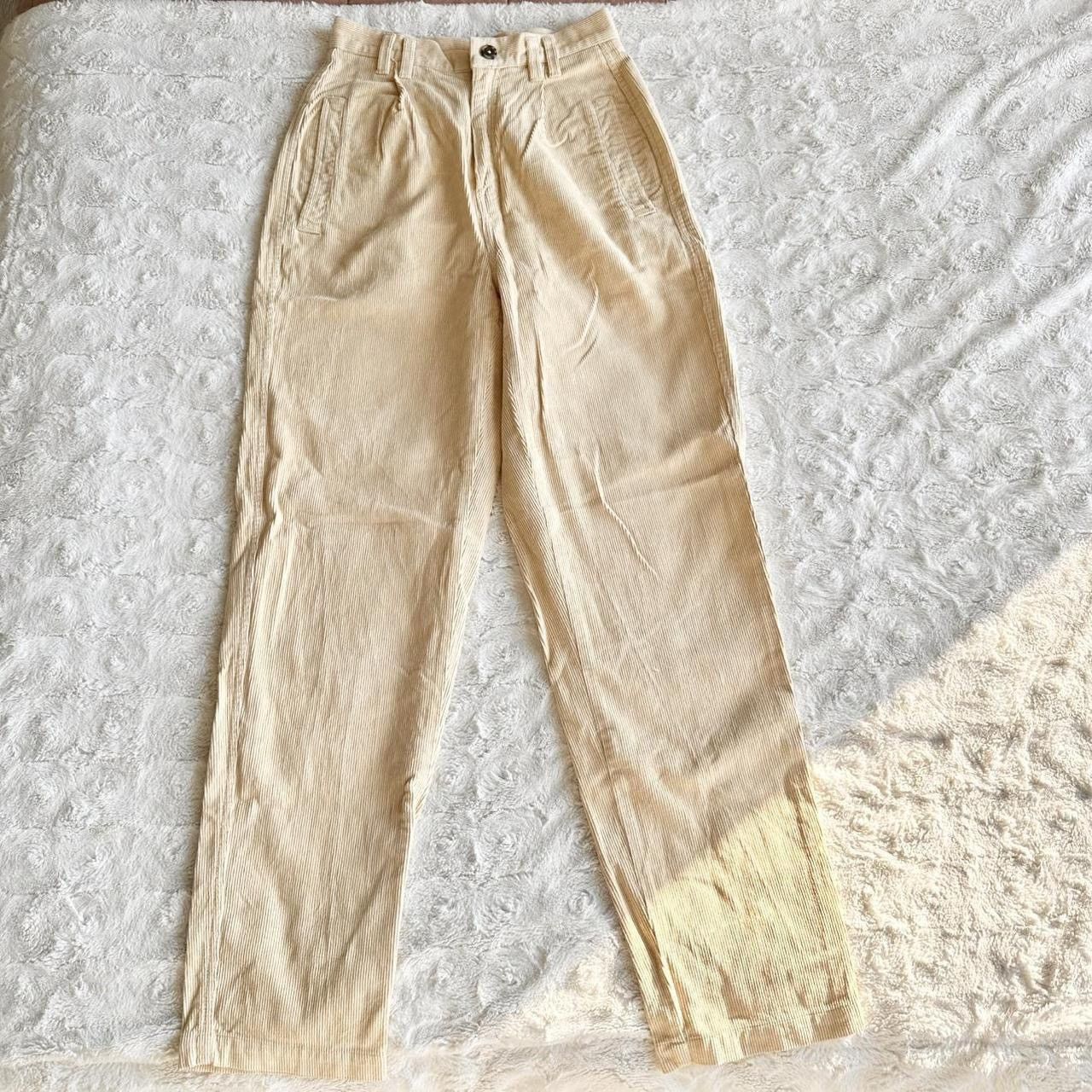 Other Vintage Liz Wear Corduroy Pants Womens 4 Cream High Waist Size 26" / US 2 / IT 38 - 2 Thumbnail