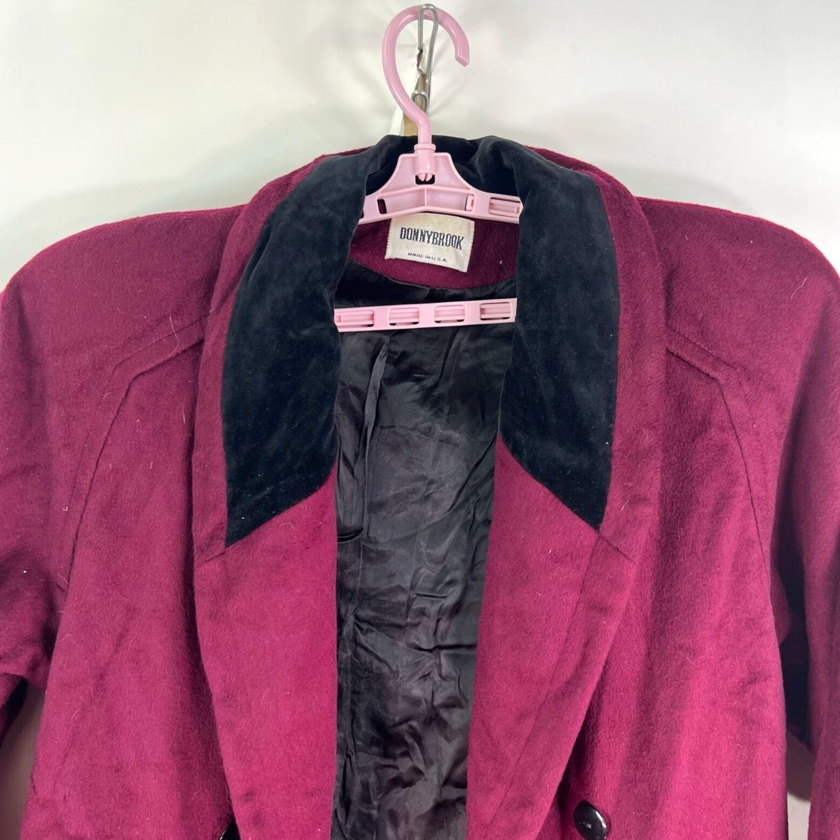 Vintage VINTAGE Donny Brook Wool Blend Pea Coat Faux Fur Trim Long Size 8 Maroon Classic Womens Size M / US 6-8 / IT 42-44 - 2 Thumbnail