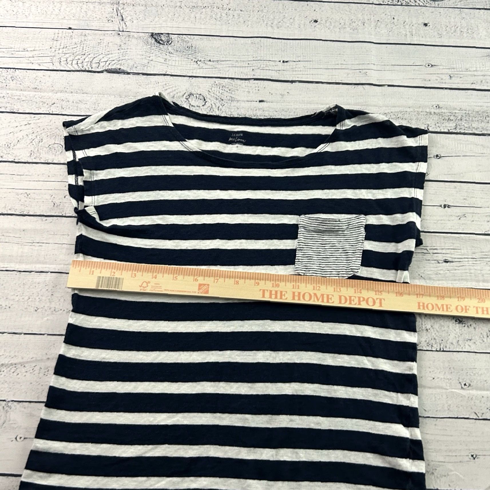 J.Crew J.Crew Linen Short Sleeve Striped Pocket Top Women's S Blue White 100% Linen Multicolor Pocket Size S / US 4 / IT 40 - 4 Thumbnail