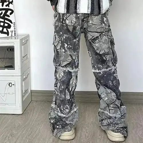 Designer × Japanese Brand Y2K Streetwear Baggy Stacked Flared Camoufludge Jean Size US 31 - 2 Thumbnail