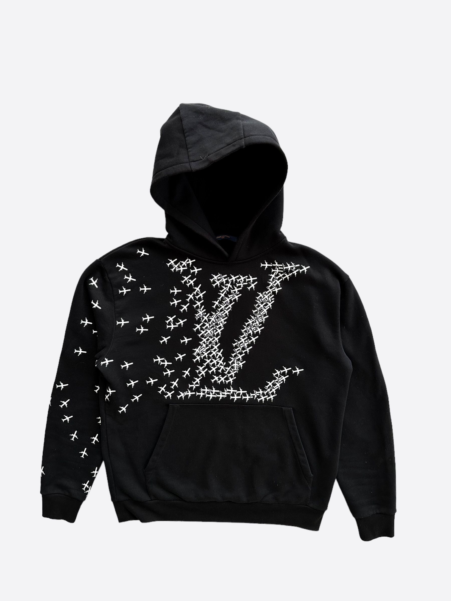 image of Louis Vuitton Black 2054 Planes Hoodie, Men's (Size Small)