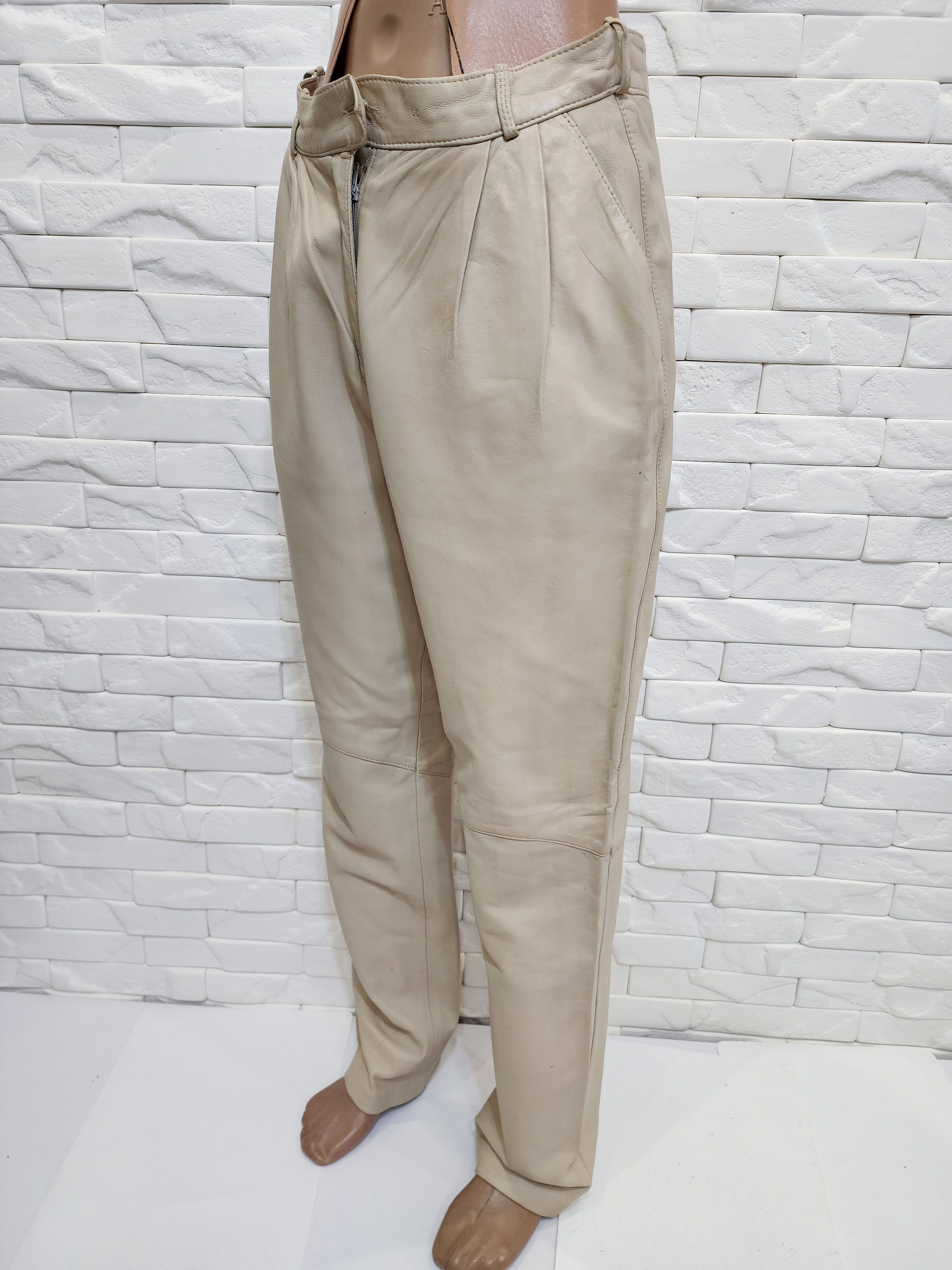 Other Beige women's leather pants. Size 27" / US 4 / IT 40 - 2 Thumbnail