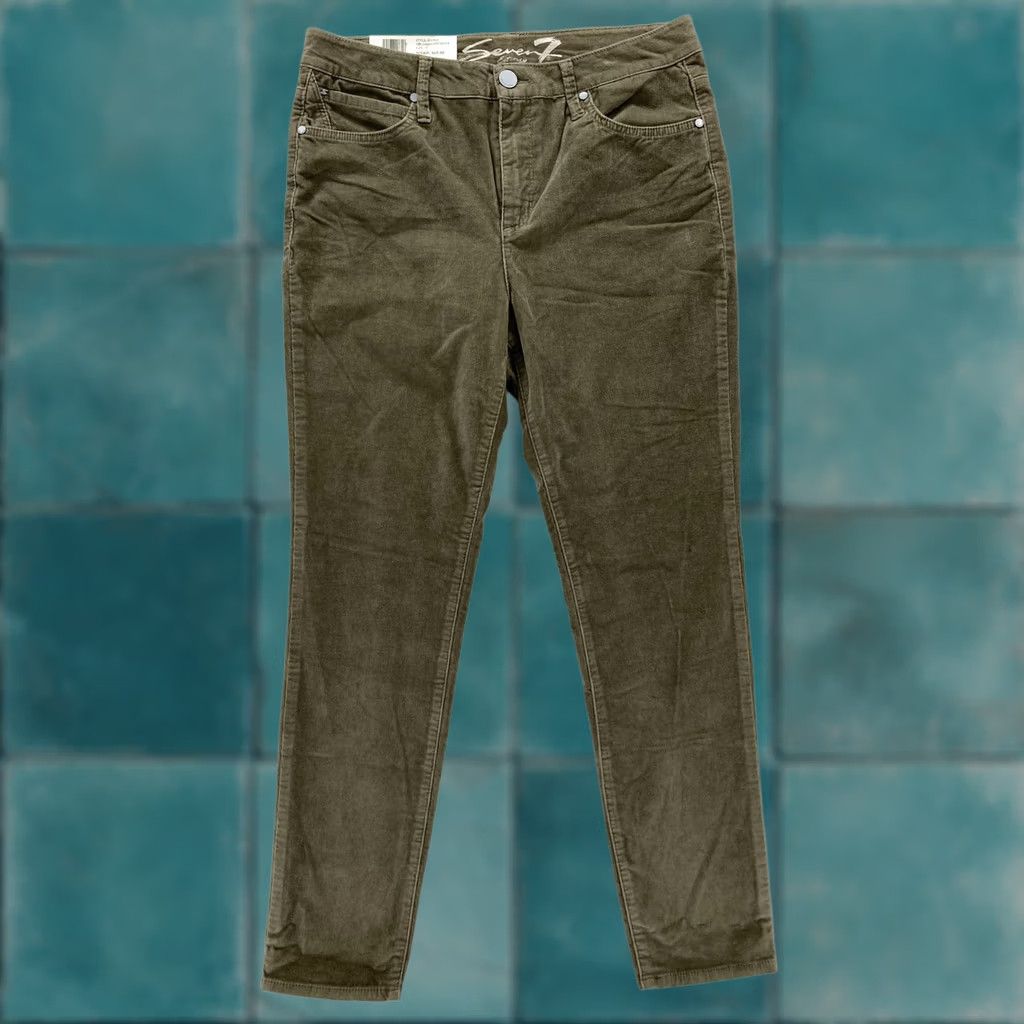 Vintage Seven7 Corduroy Skinny Pants Womens 12 Dusty Olive Ultra High Rise Stretch NWT Pants Size 34" / US 12 / IT 48 - 1 Thumbnail
