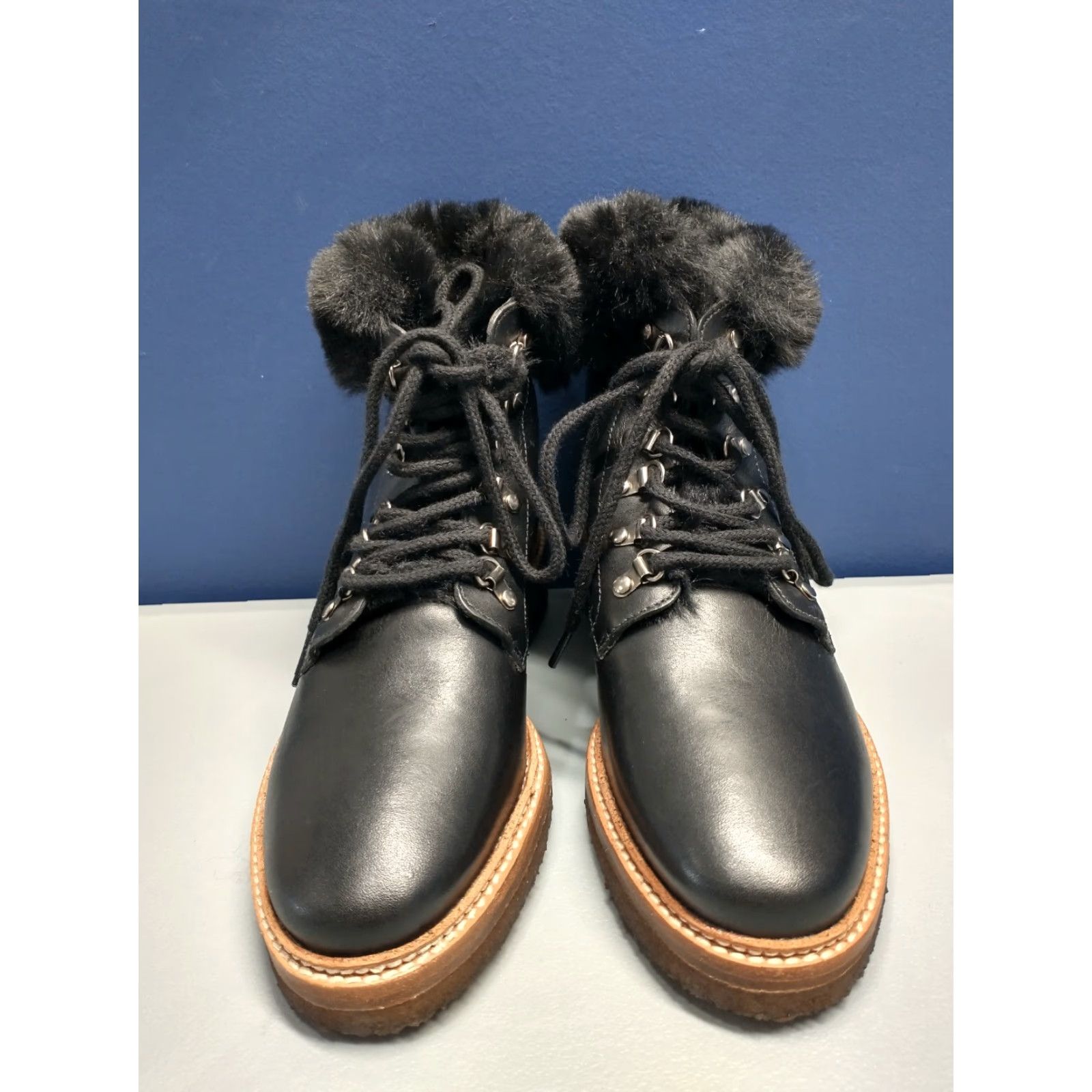 Vintage Botkier Winter Snow Boots Womens Size 6 Black Leather Faux Fur Lining Lace Up Women Size 6 Black Botkier Snow Boot Size US 6 / IT 36 - 2 Thumbnail
