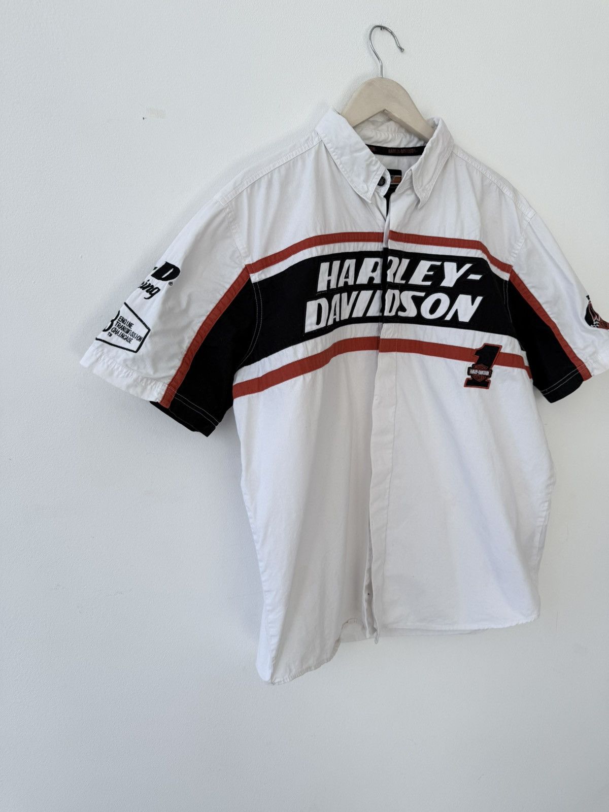 Harley Davidson Vintage Harley Davidson Racing Shirt Embroidered Spellout Size US L / EU 52-54 / 3 - 3 Thumbnail