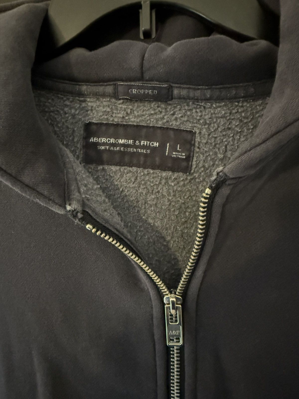 Abercrombie & Fitch Abercrombie & Fitch Cropped Zip-Up Hoodie - Navy Size US L / EU 52-54 / 3 - 3 Thumbnail