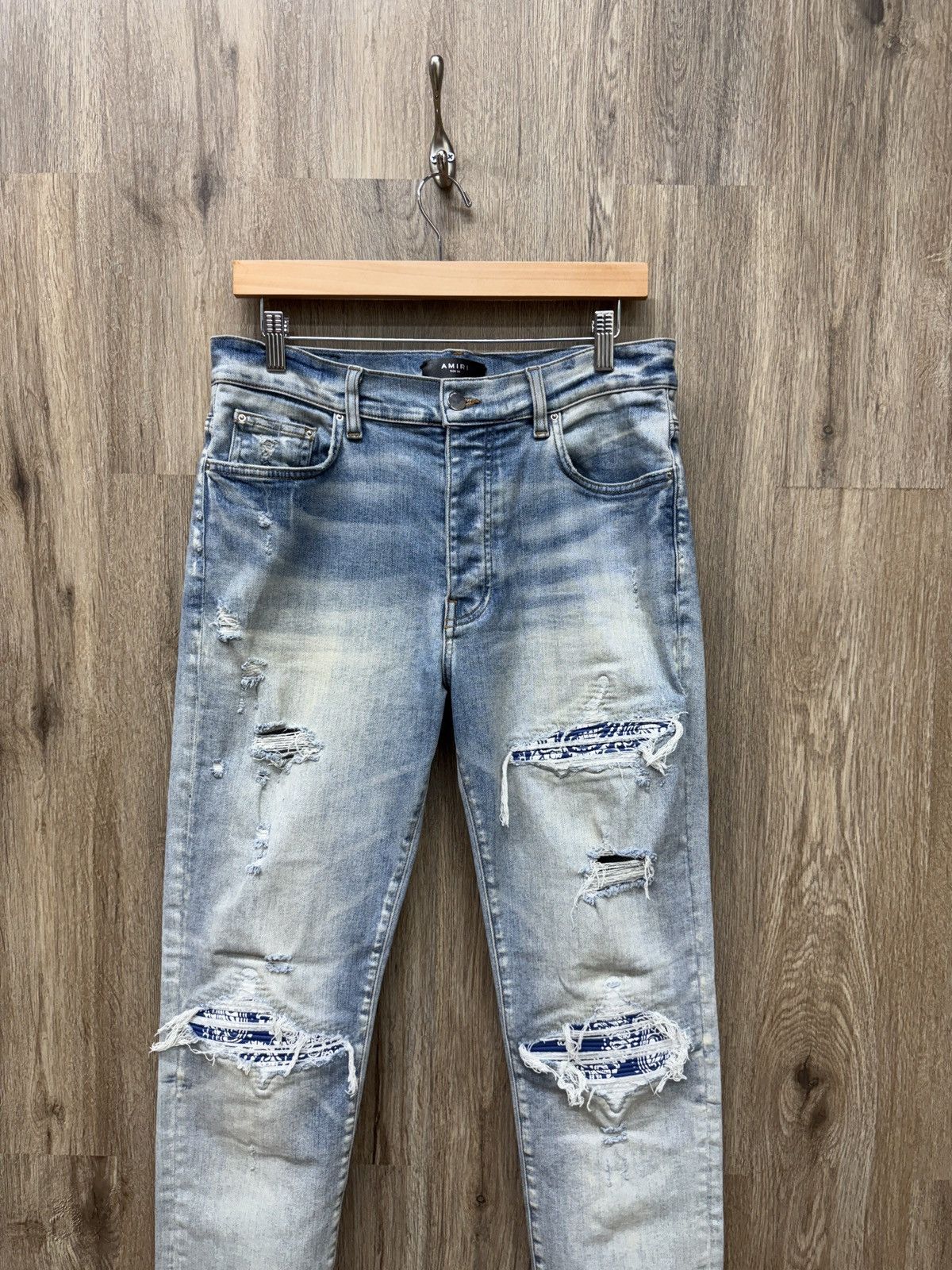 Amiri Amiri MX1 Blue Bandana Denim Jeans Size US 34 / EU 50 - 2 Thumbnail