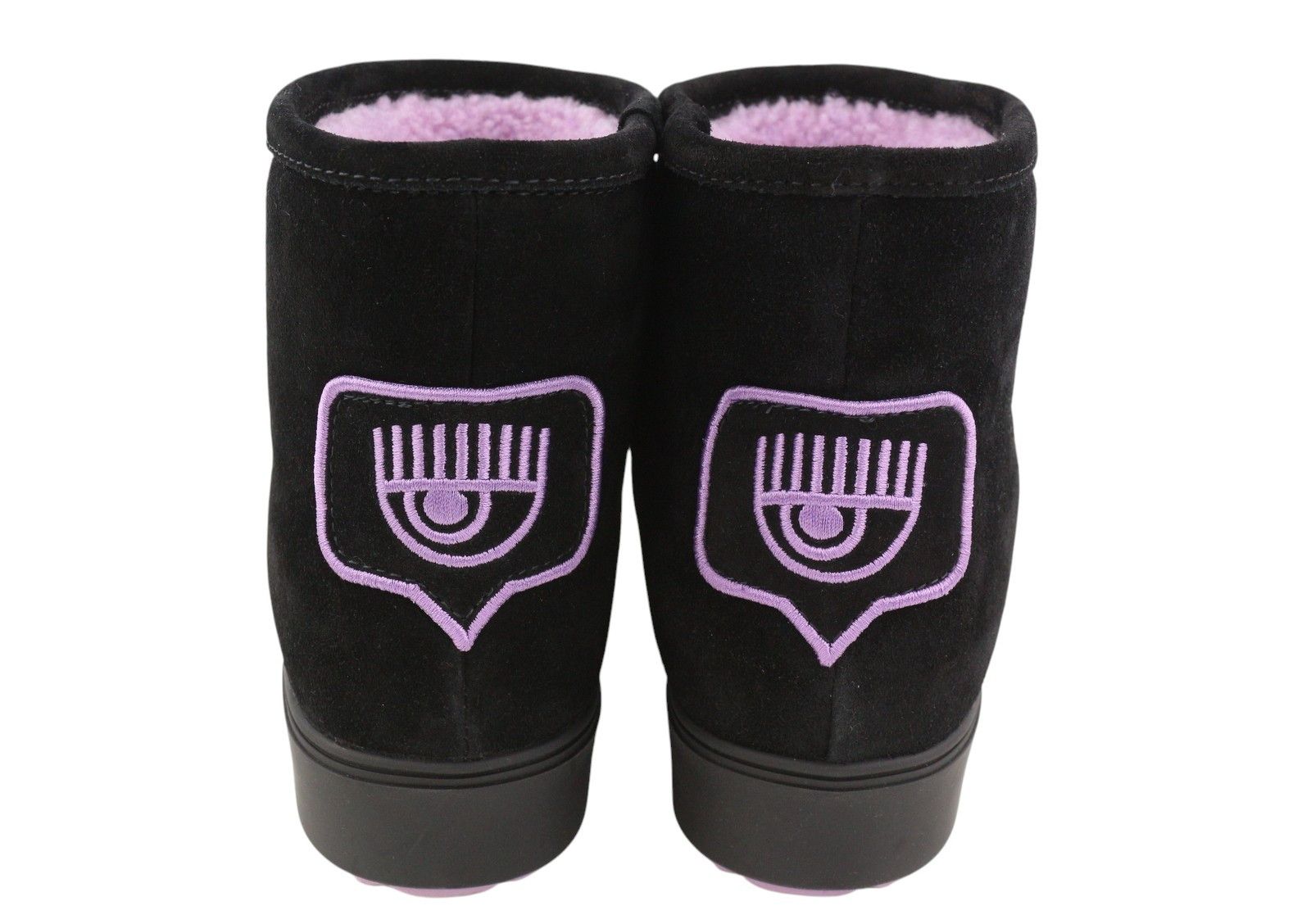 Chiara Ferragni ANKLE EYELIKE BLACK SUEDE EU38 Fleece Boots 87735 Size US 7 / IT 37 - 8 Thumbnail