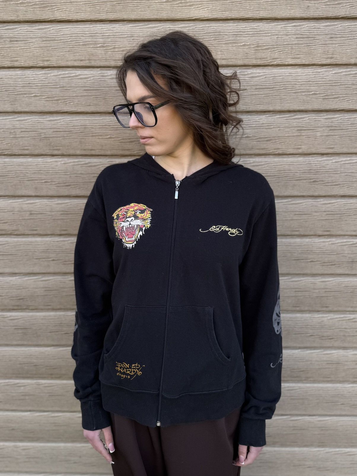 Ed Hardy Vintage Ed Hardy Tiger Zip Hoodie Tattoo Christian Audigier Size XXL / US 16-18 / IT 52-54 - 3 Thumbnail