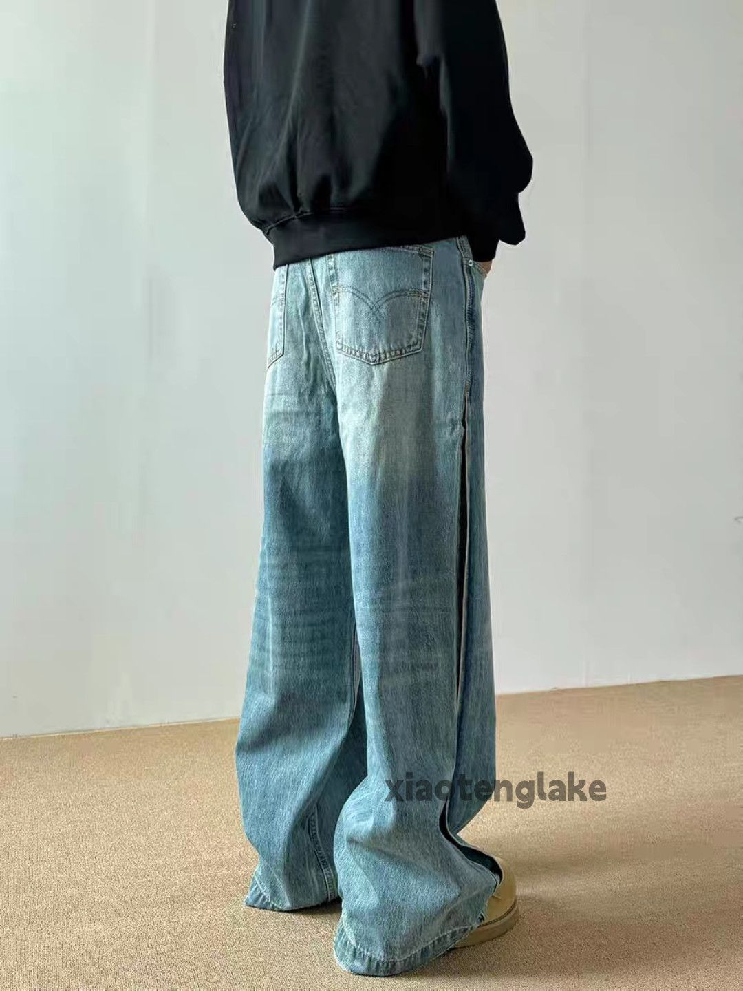 Designer × Jean × Vintage Unisex washed faded cleanfit yuppie y2k patchwork jeans Size US 30 / EU 46 - 3 Thumbnail