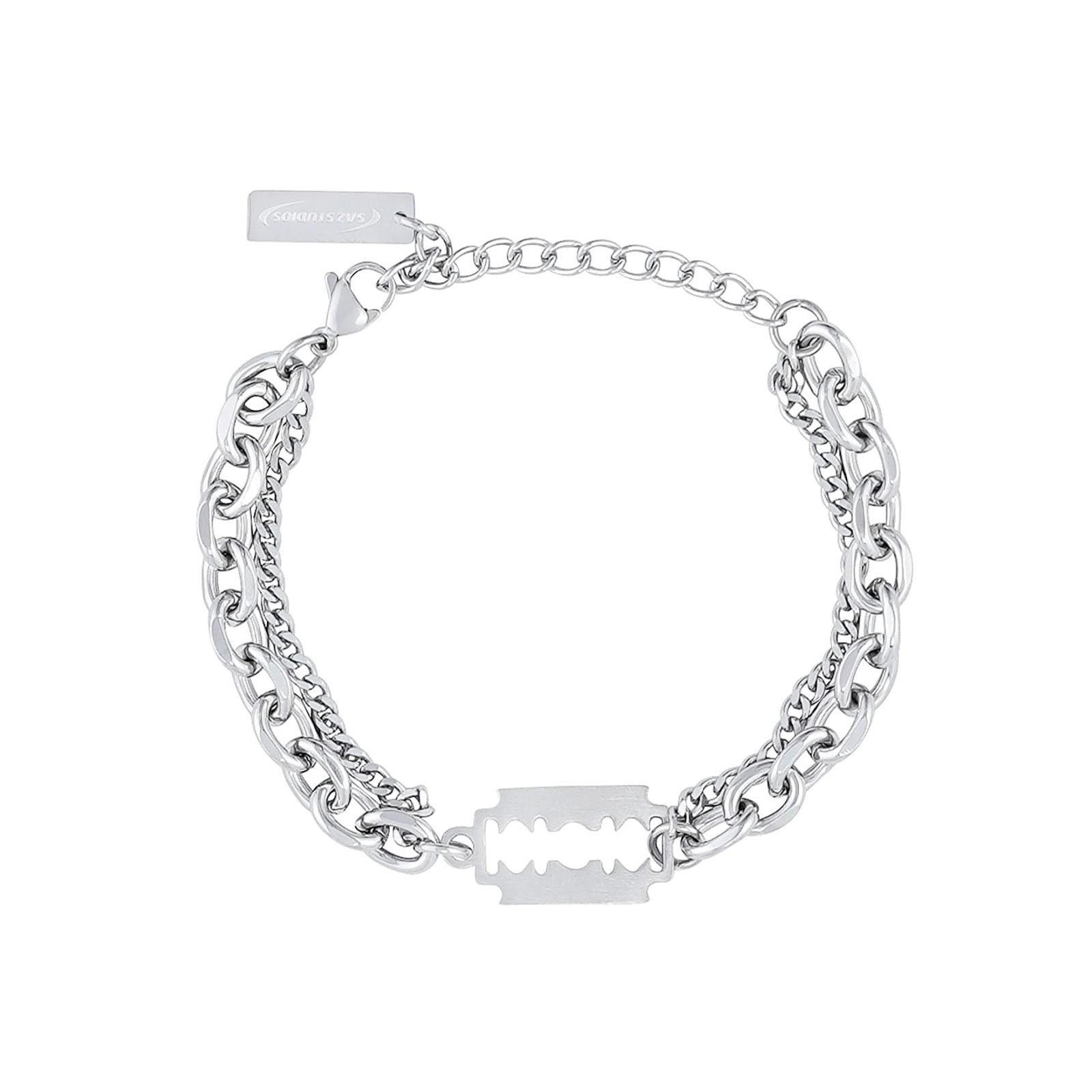 Japanese Brand Silver Razor Blade Chain Bracelet, Men's Chunky Jewelry Size ONE SIZE - 5 Thumbnail