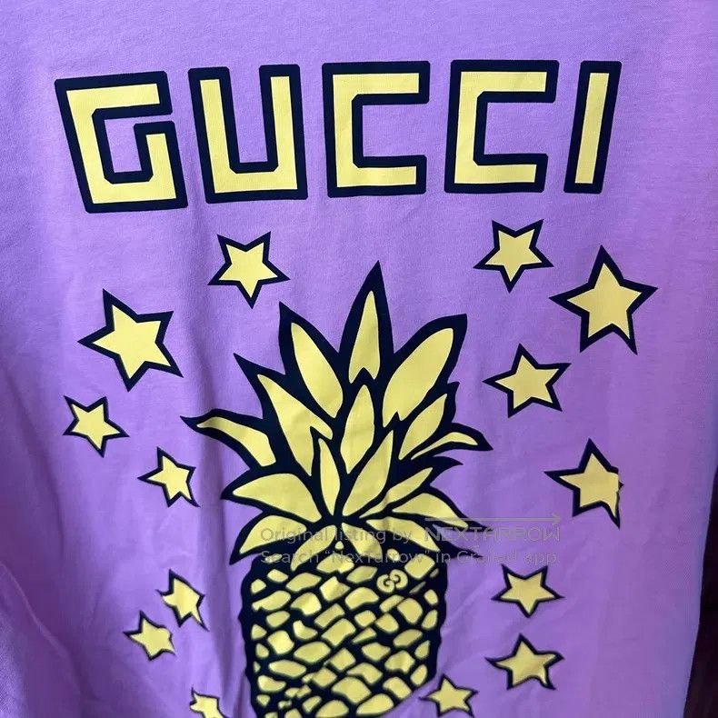 Gucci Gucci Pink pineapple round-neck cotton short sleeves Size L / US 10 / IT 46 - 3 Thumbnail