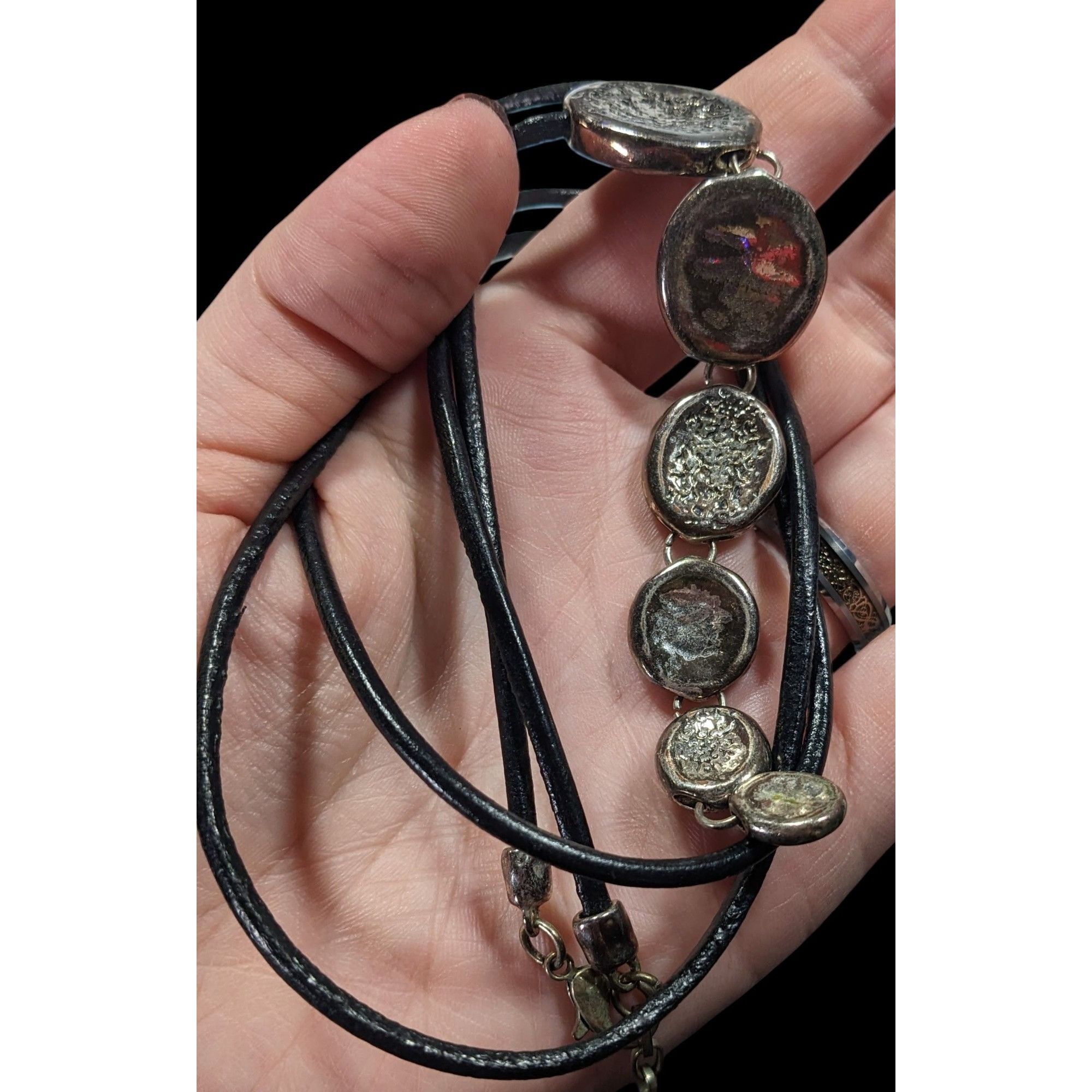 Other Vintage Brutalist Graduated Disc Pendant Silver Tone And Bla Size ONE SIZE - 6 Thumbnail